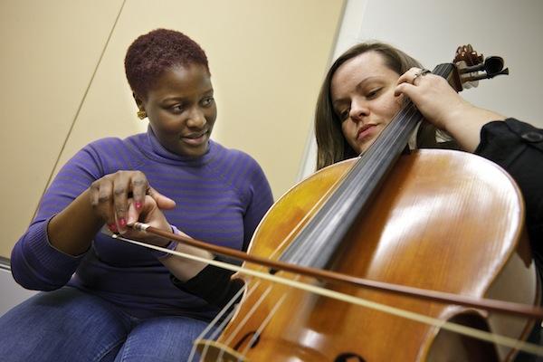 Adult beginner learning the cello
