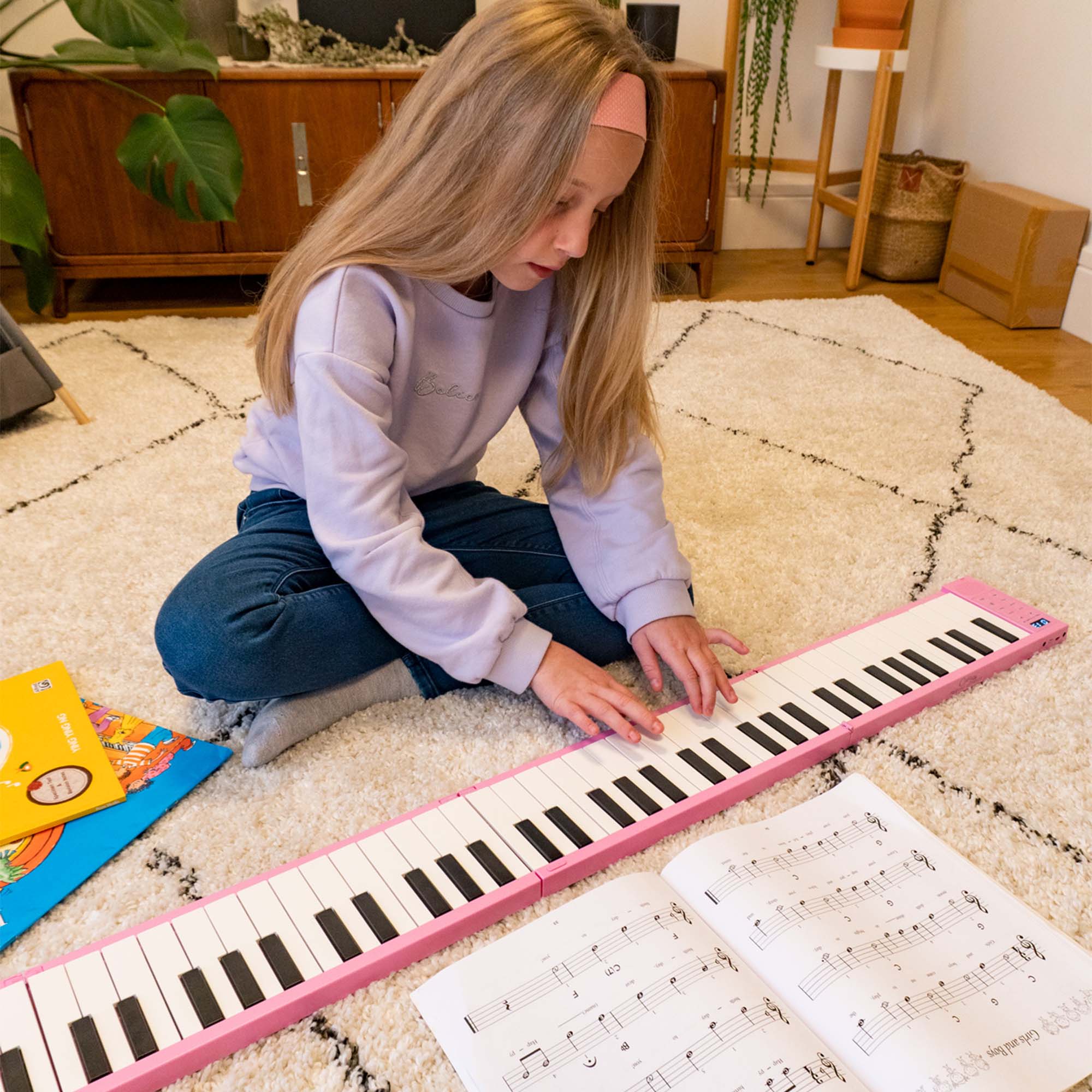 Carry-On 88 Key Folding Piano - Black#Colour_Pink