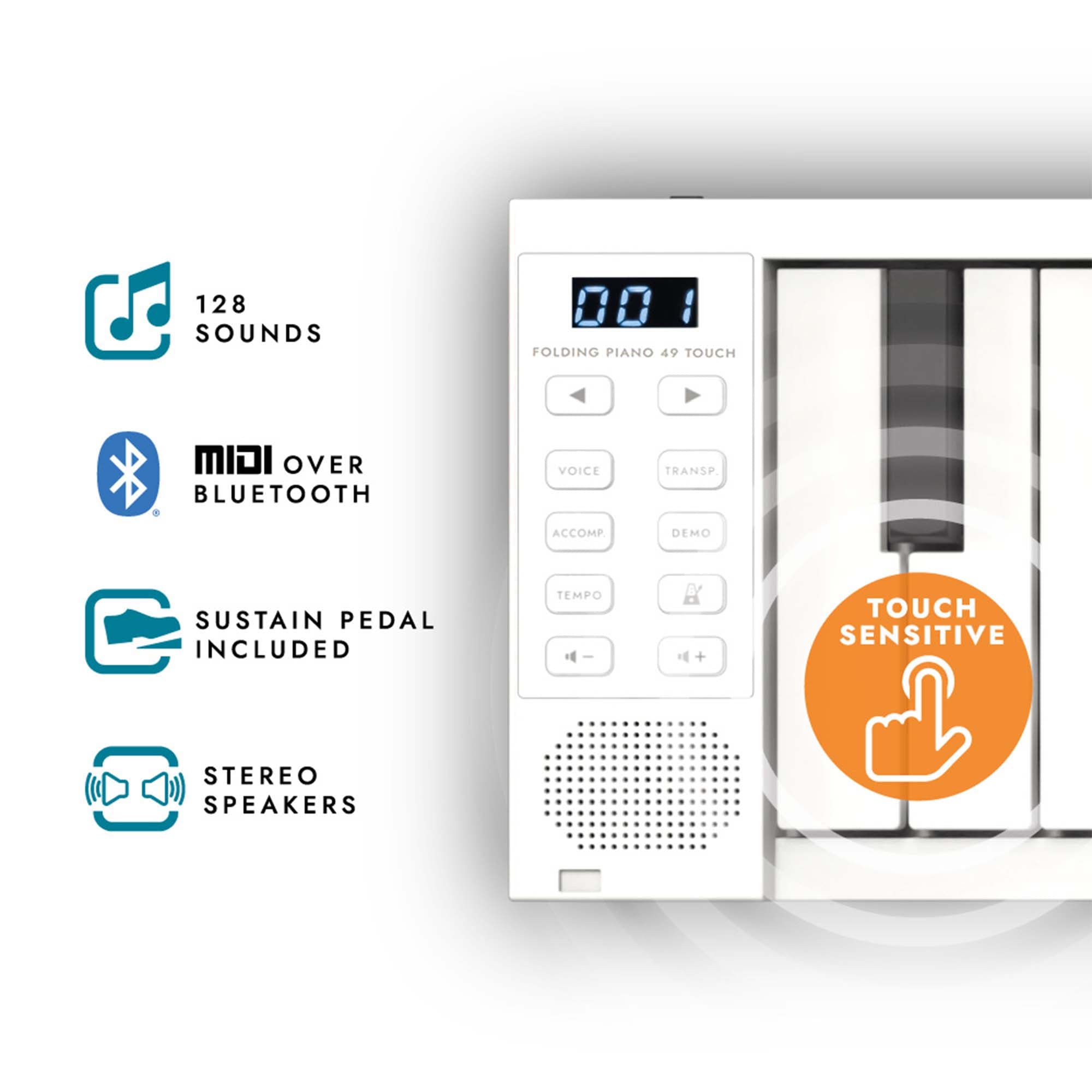 Carry-On 49 Key Touch Sensitive Folding Piano#Colour_White