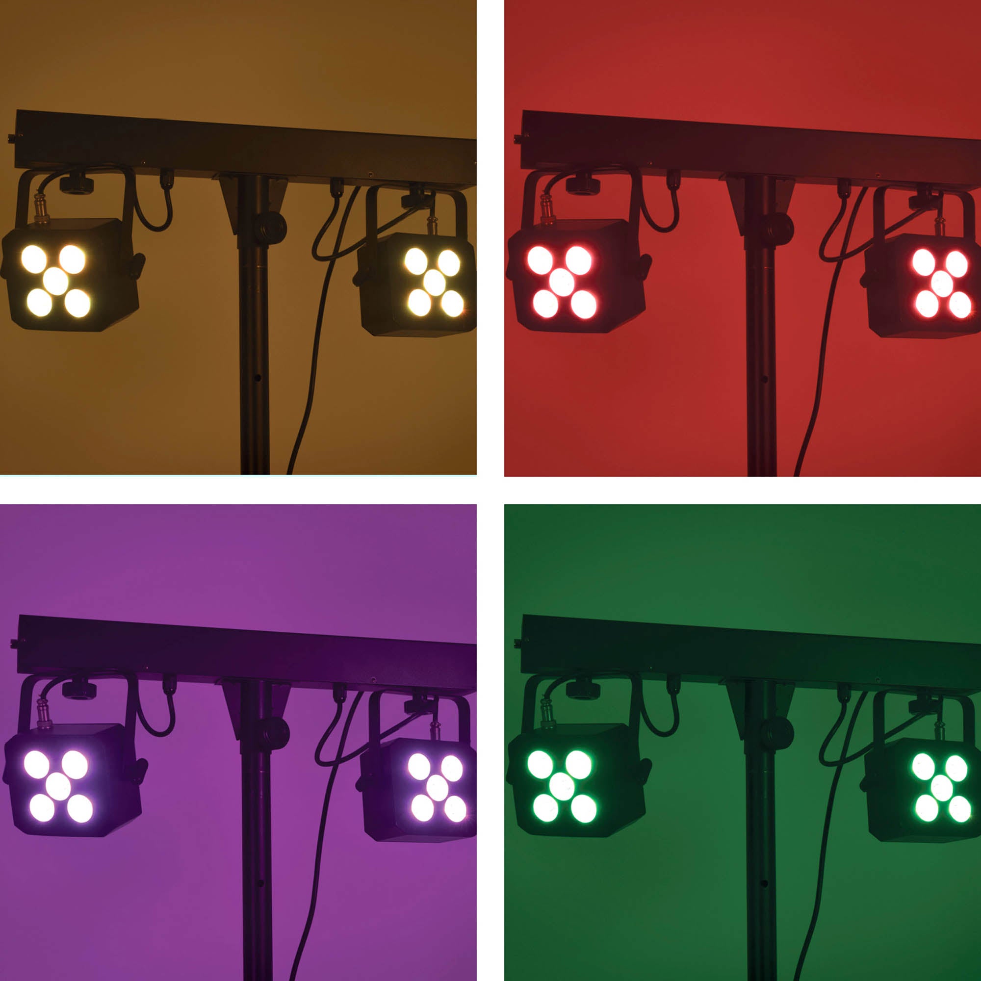 QTX Portable DJ Lighting Kit with Wash Lights, Derby Effects and Stand
