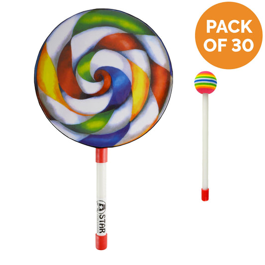 A-Star Lollipop Hand Drum with Beater#Size_Pack of 10