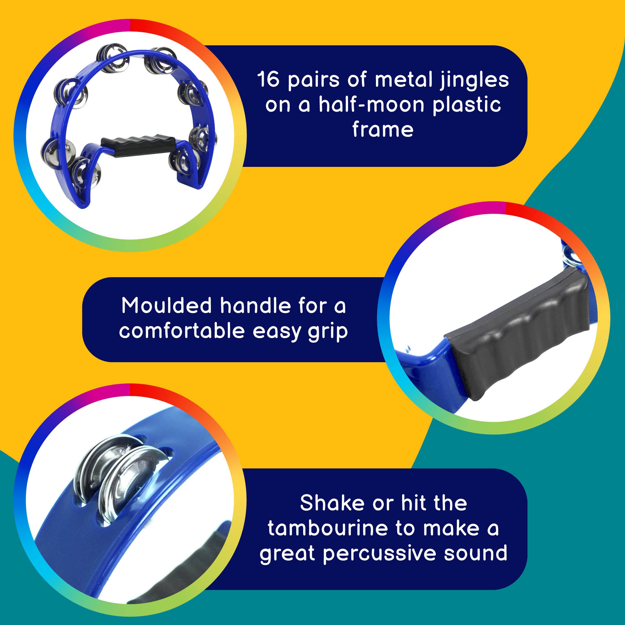 A-Star Half Moon Tambourine Tambourines, Tambours and Drums#Colour_Blue