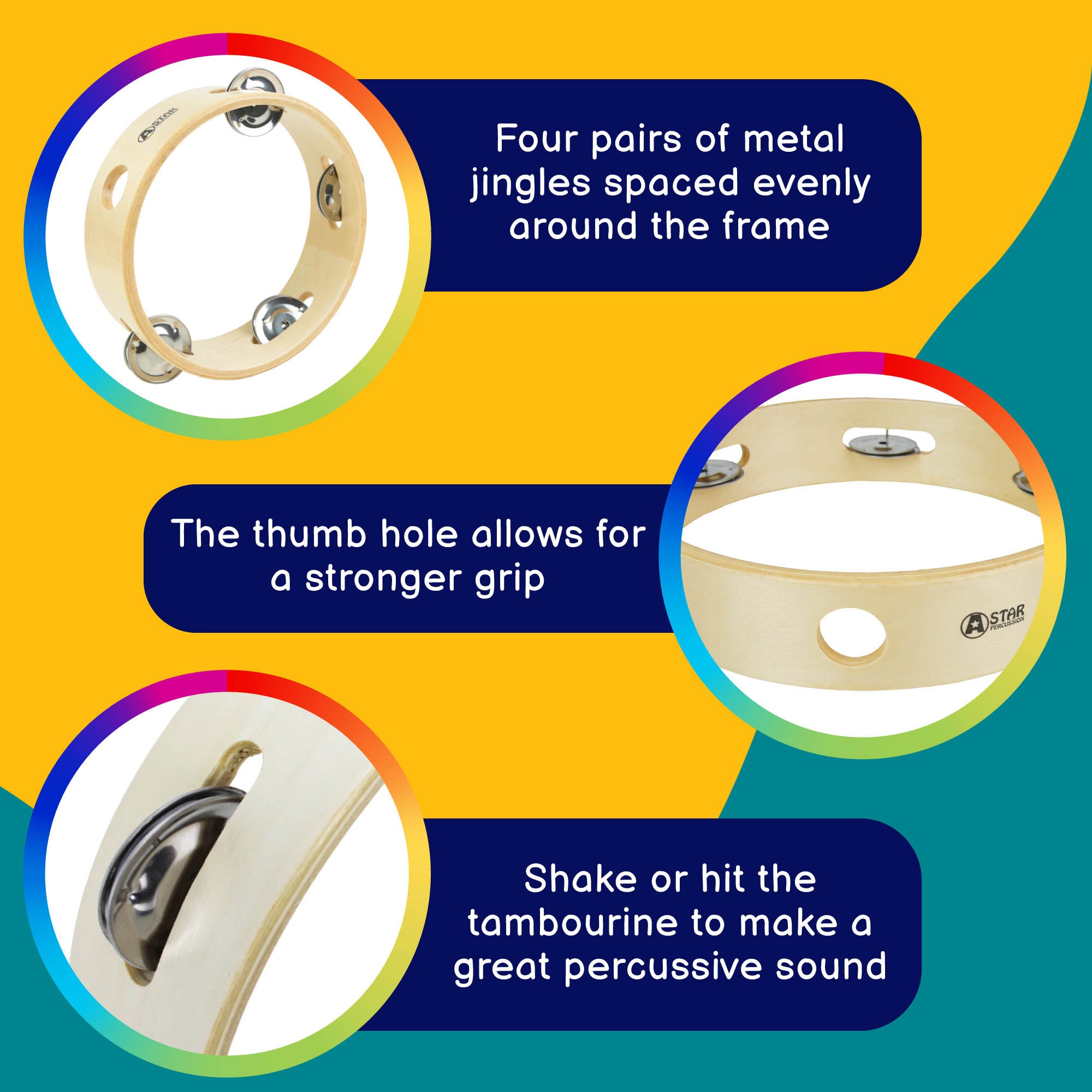A-Star Headless Tambourine - 6 Inch - Pack of 10