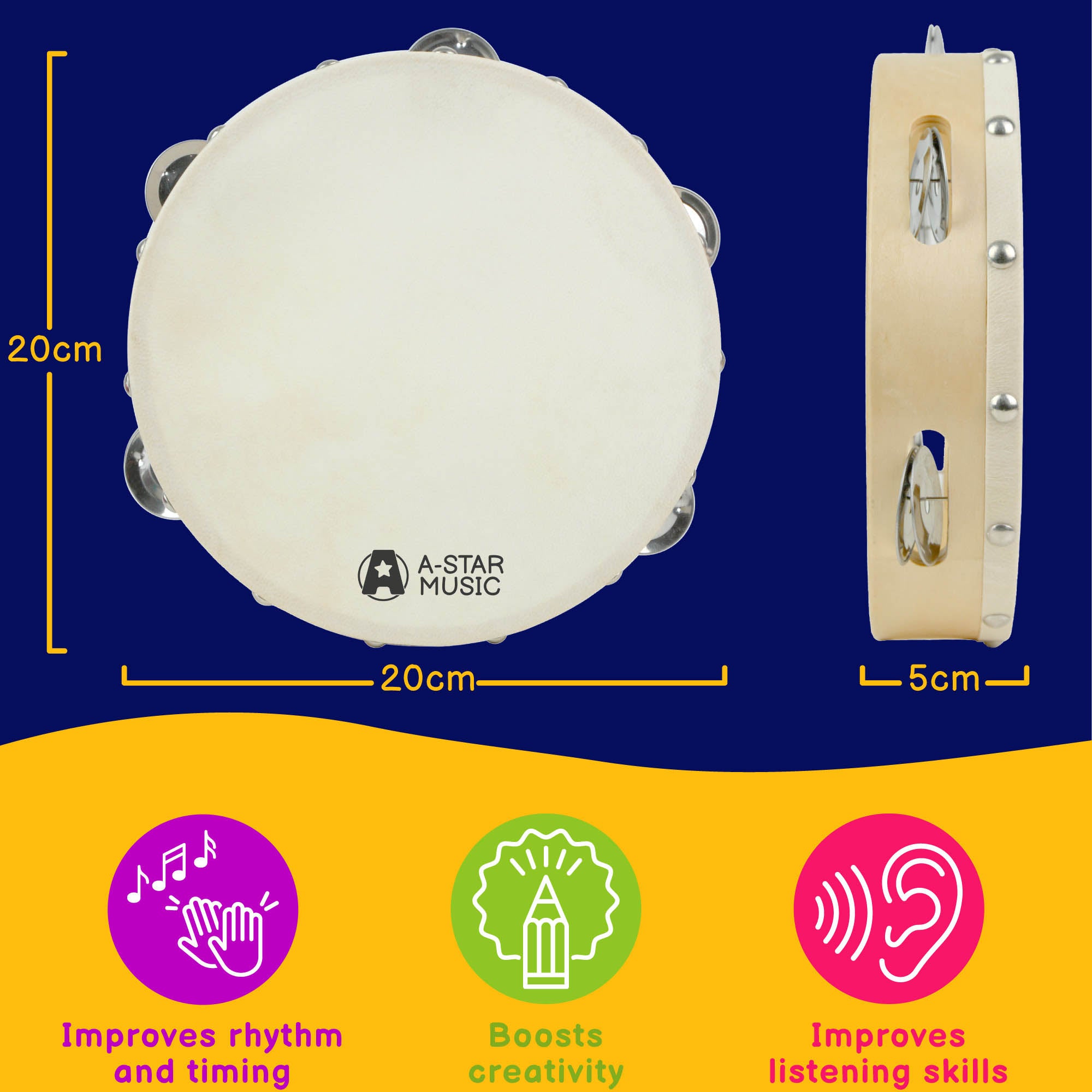 A-Star Tambourine - 8 Inch/20cm