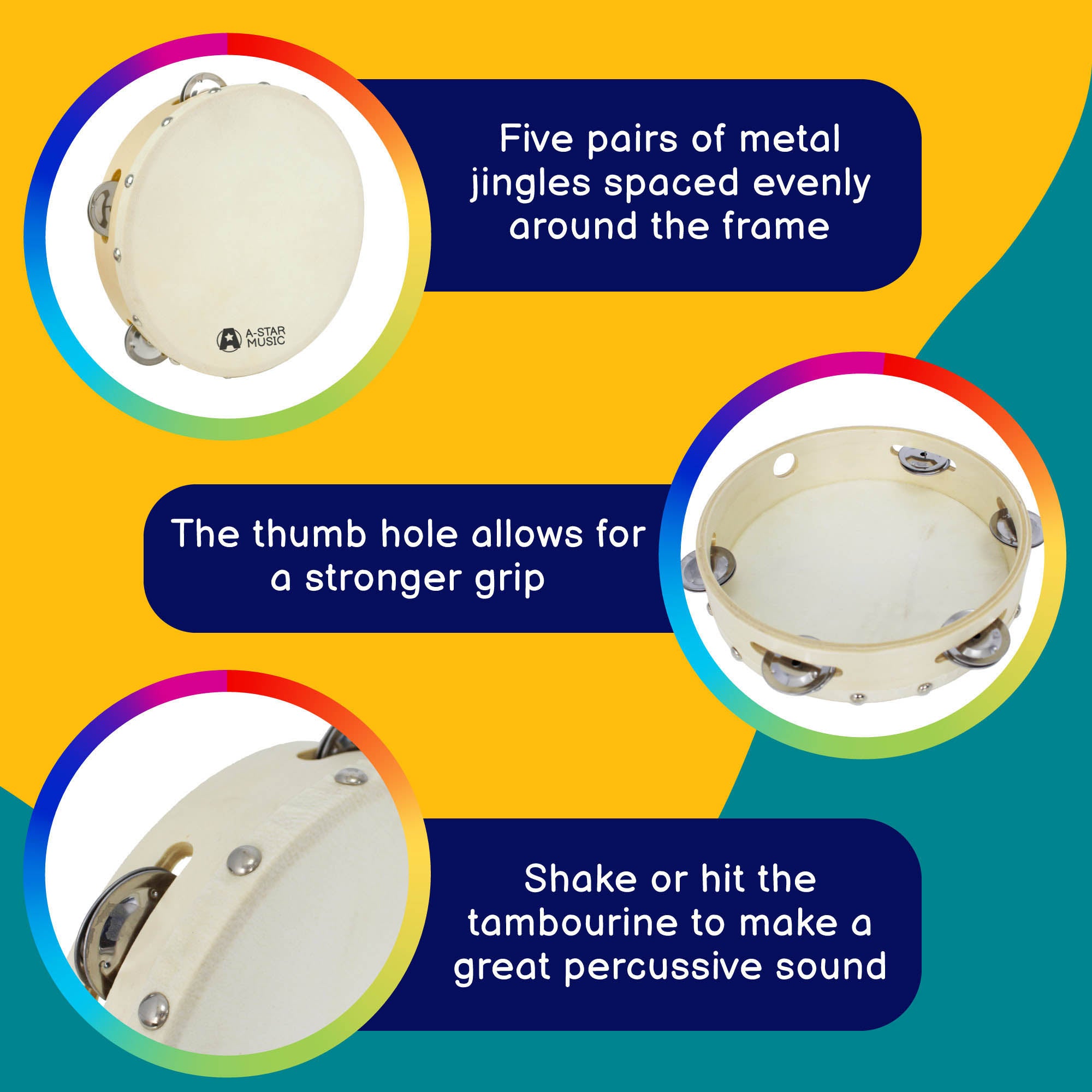 A-Star Tambourine - 8 Inch/20cm