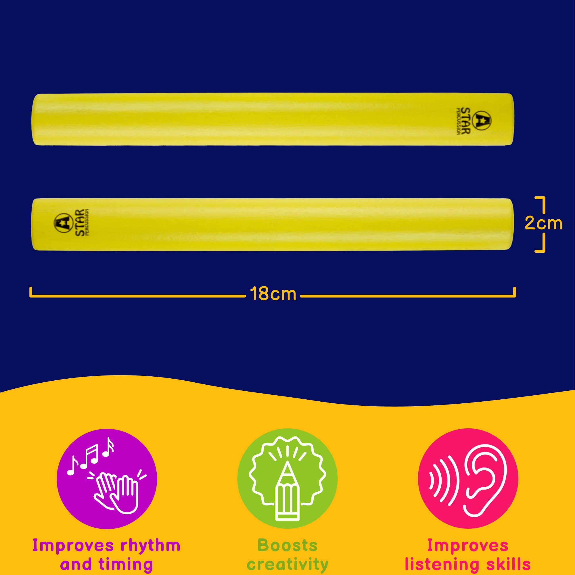 A-Star Coloured Claves Claves, Castanets and Woodblocks#Colour_Yellow