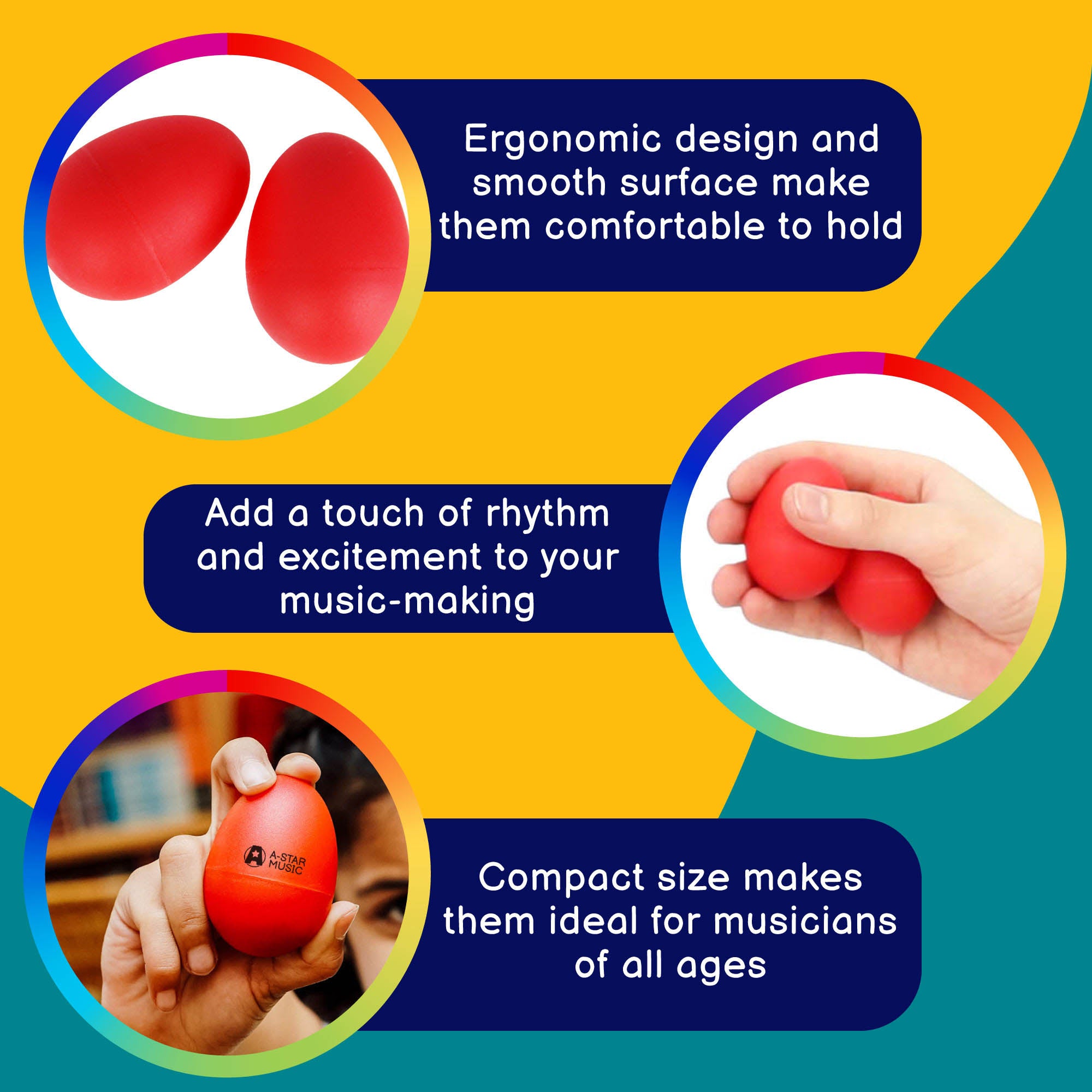 A-Star Pair of Egg Shakers Red Maracas, Shakers and Guiros#Colour_Red
