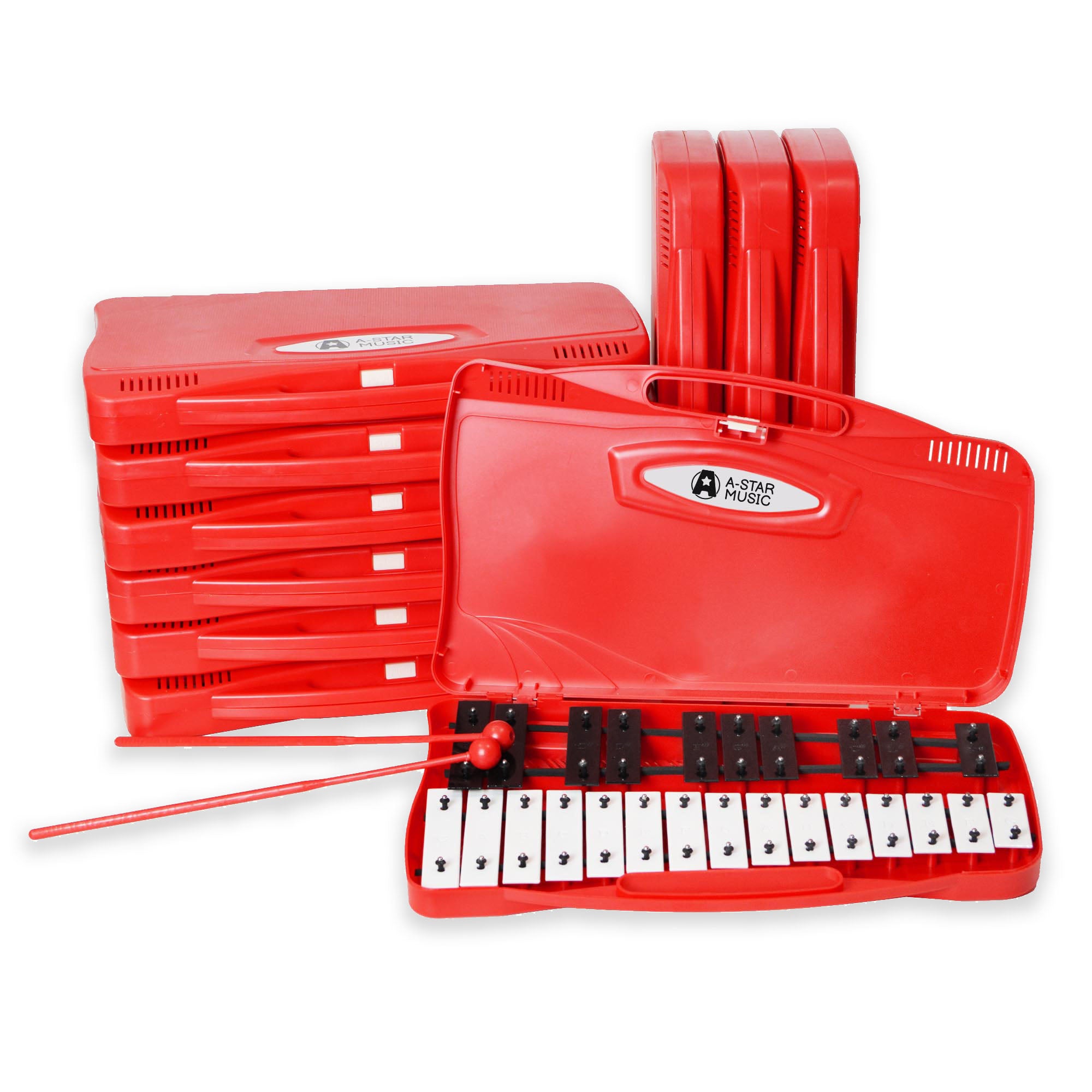 A-Star 25 Note Chromatic Glockenspiel - 10 Pack Percussion Packs#Colour_Red