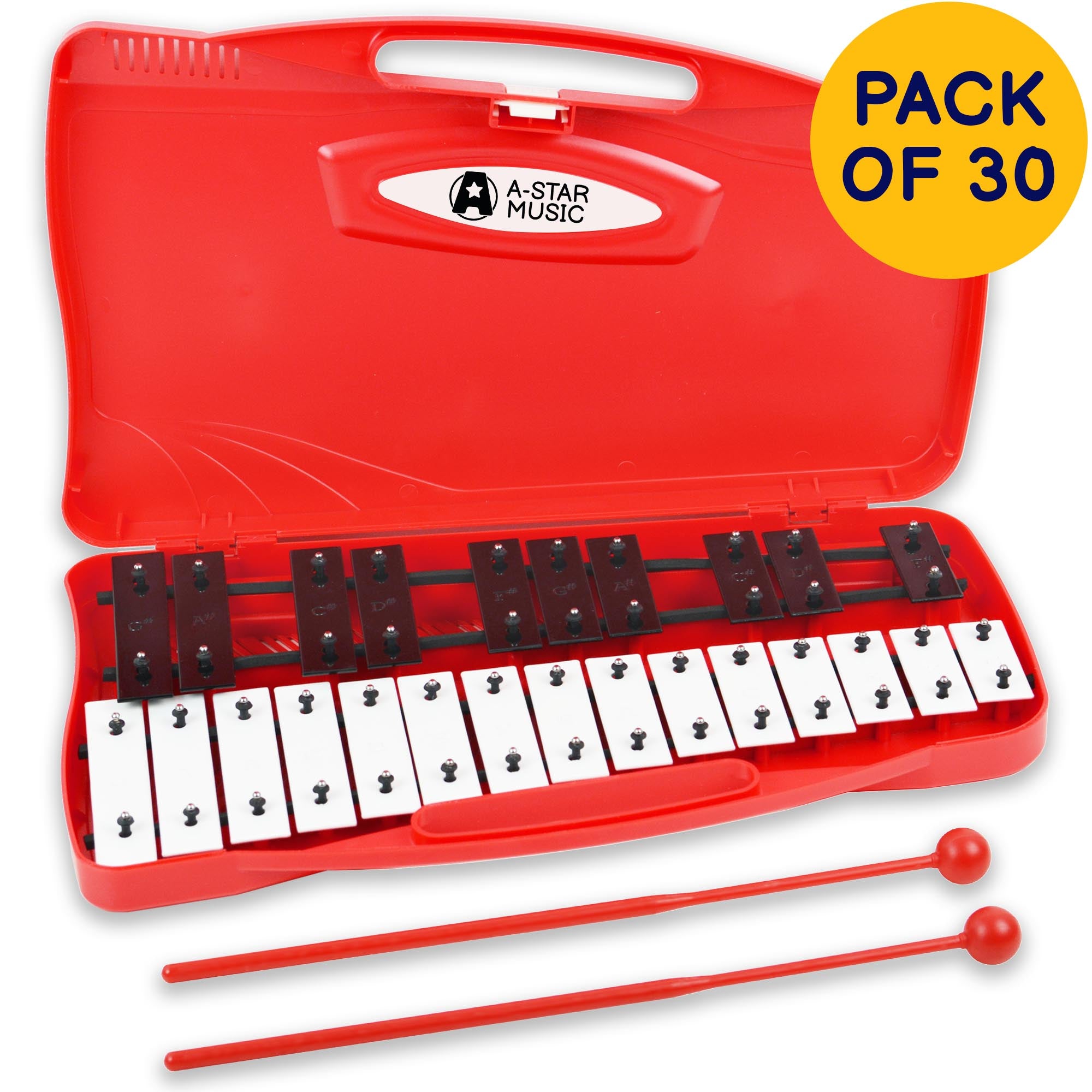 A-Star 25 Note Chromatic Glockenspiel - 30 Pack#Colour_Red