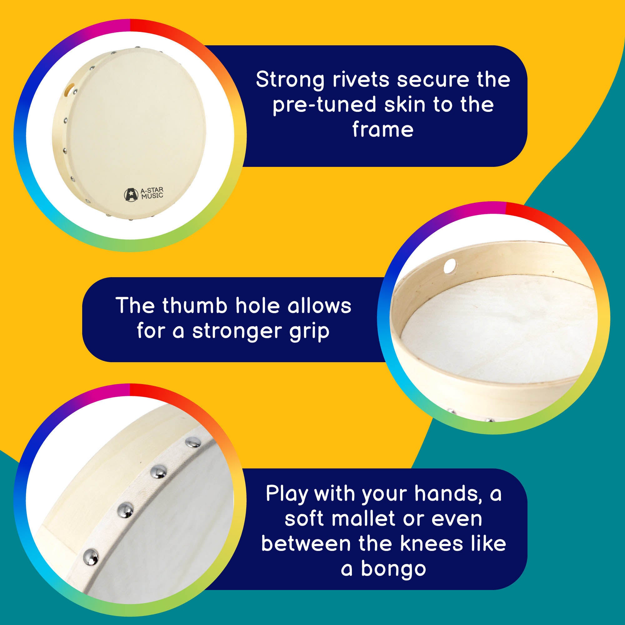 A-Star Pre-tuned Hand Drum - 10 Inch/25cm