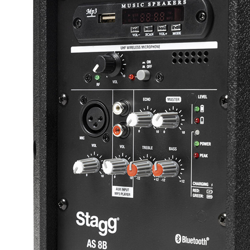 Stagg 8 Inch Battery Powered Active Speaker with Wireless Mic