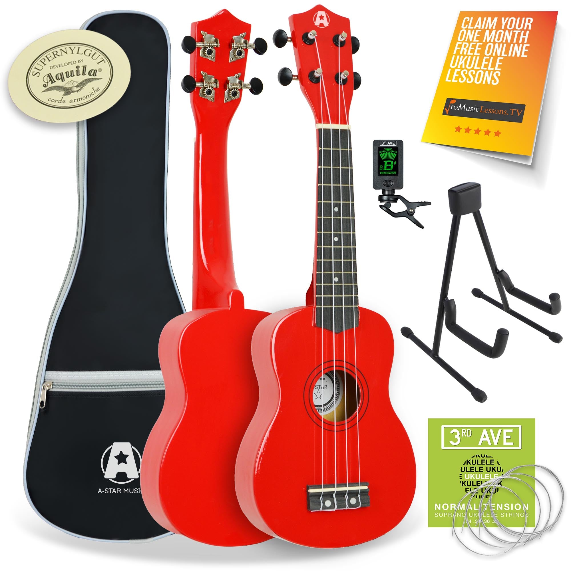 A-Star Ukulele Starter Pack Black Ukuleles#Colour_Red