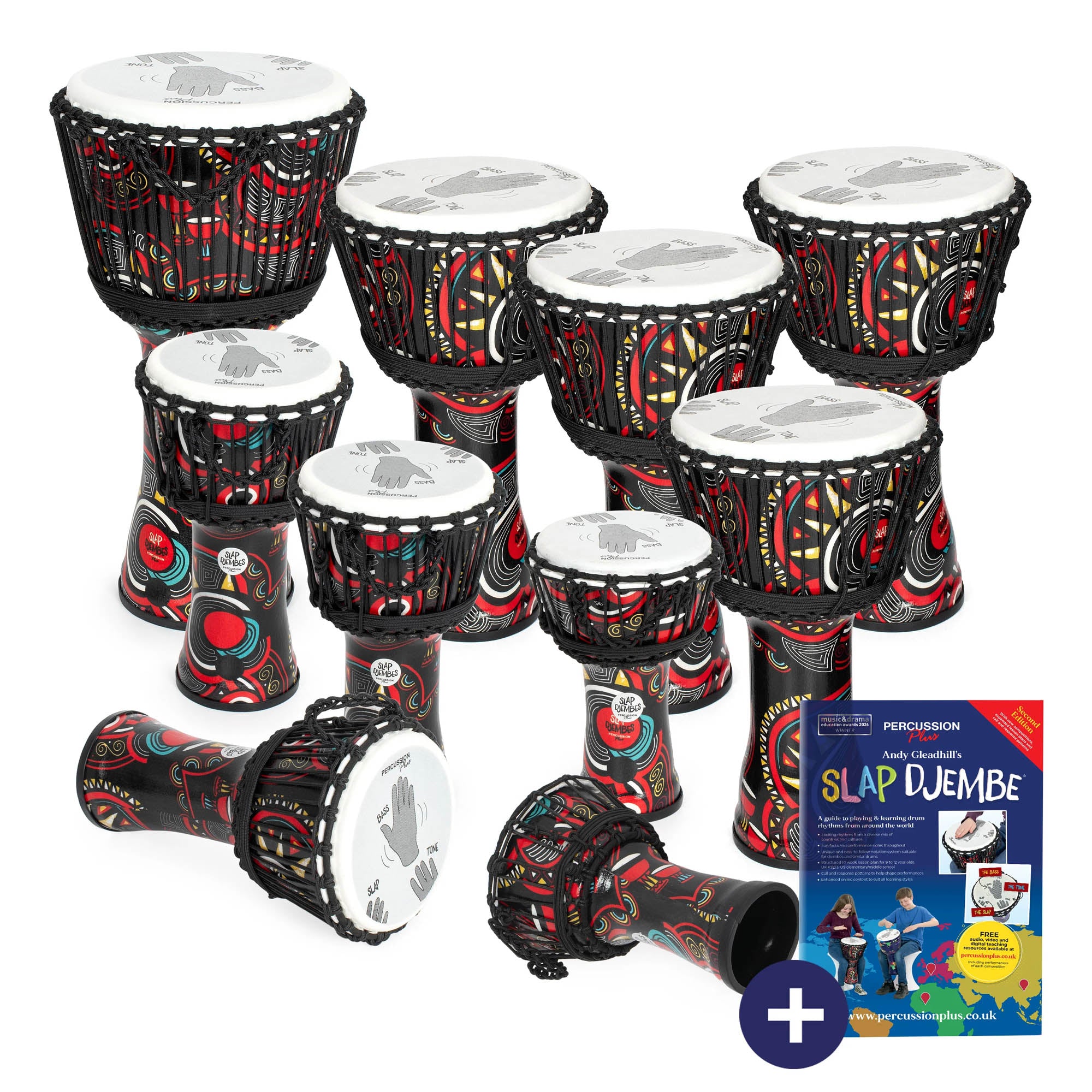 Percussion Plus Carnival Slap Djembe 10 Pack - Rope Tuned