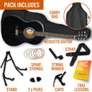 3rd Avenue Full Size Acoustic Guitar Premium Pack Black Acoustic Guitars