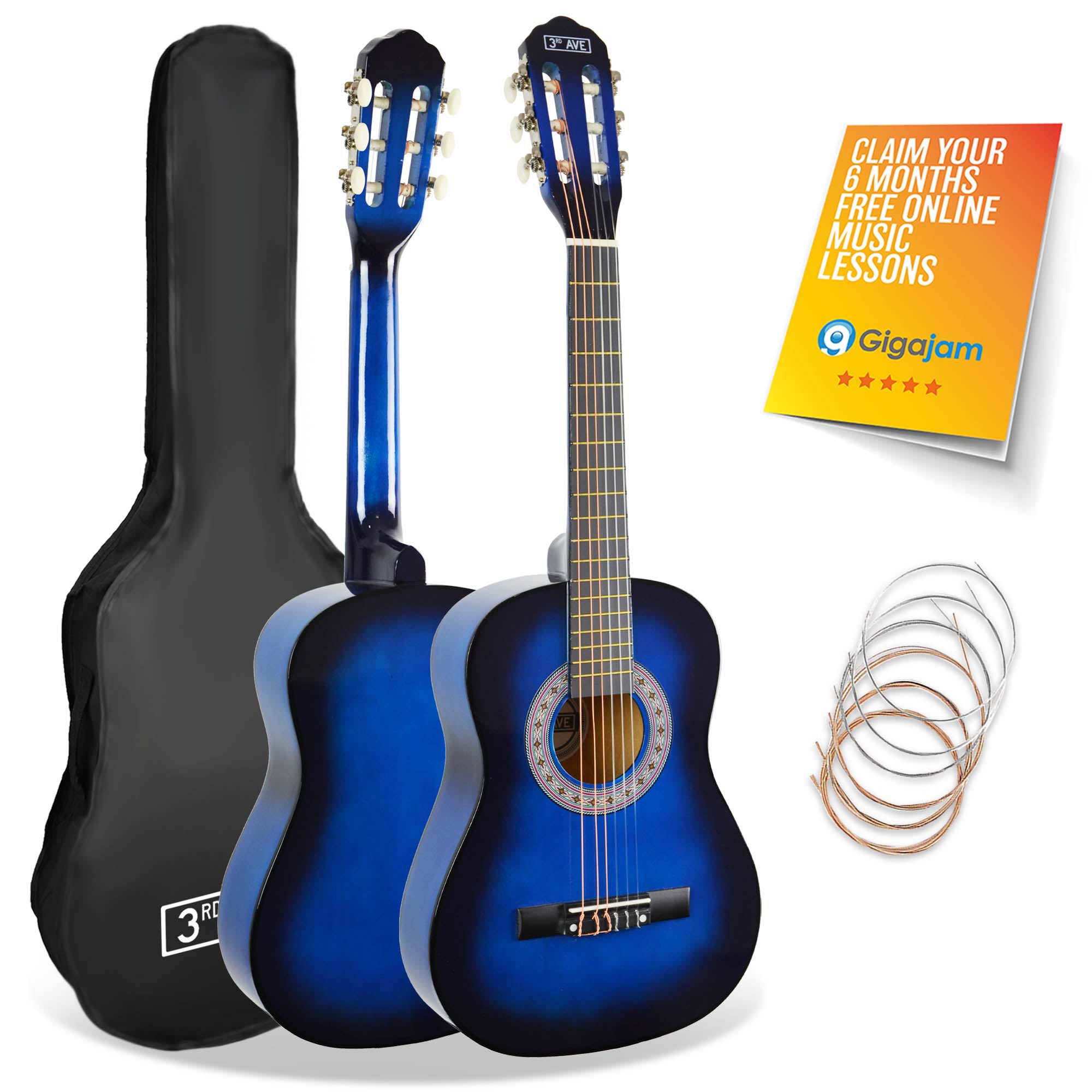 3rd Avenue 1/2 Size Classical Guitar Pack Blueburst Classical Guitars#Colour_Blueburst