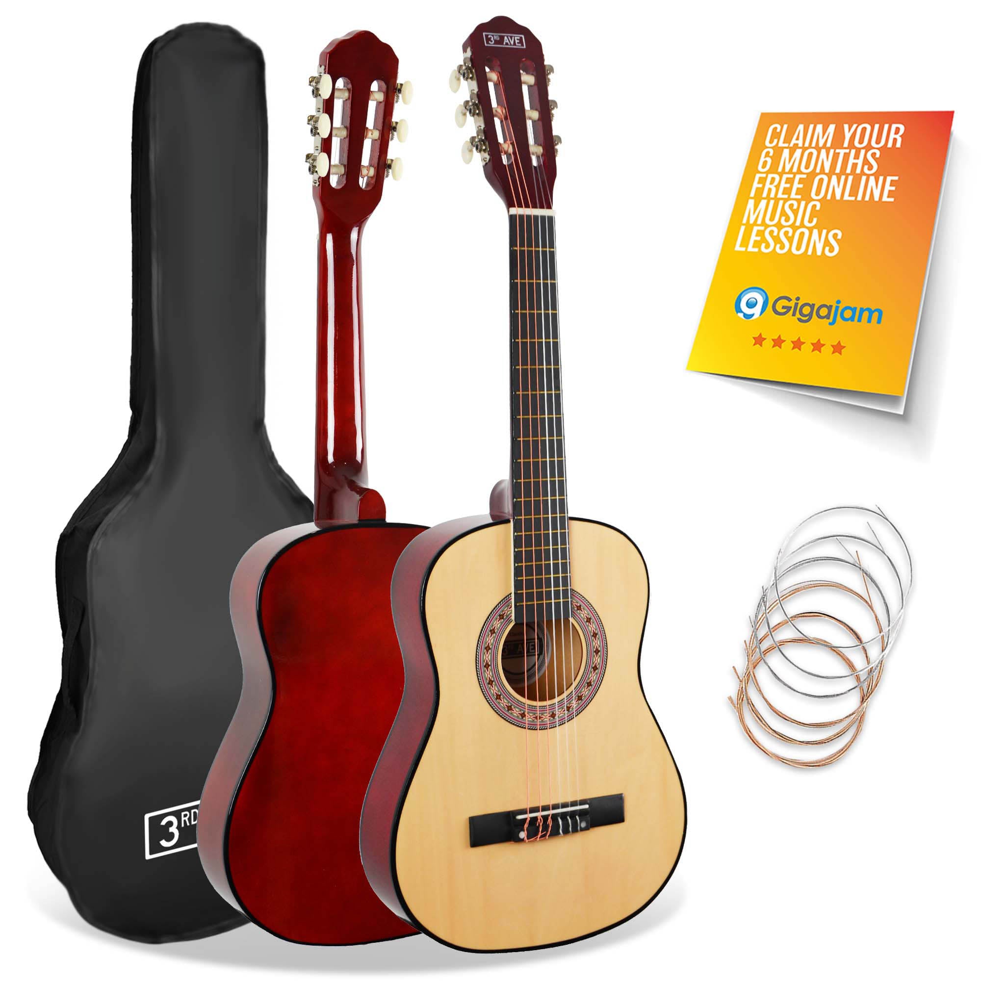 3rd Avenue 1/2 Size Classical Guitar Pack Natural Classical Guitars#Colour_Natural