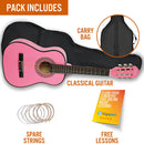 3rd Avenue 1/2 Size Classical Guitar Pack Pink Classical Guitars