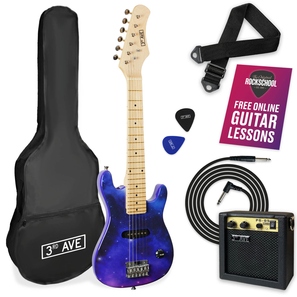3rd Avenue Junior Electric Guitar Pack Pink Electric Guitars#Colour_Galaxy