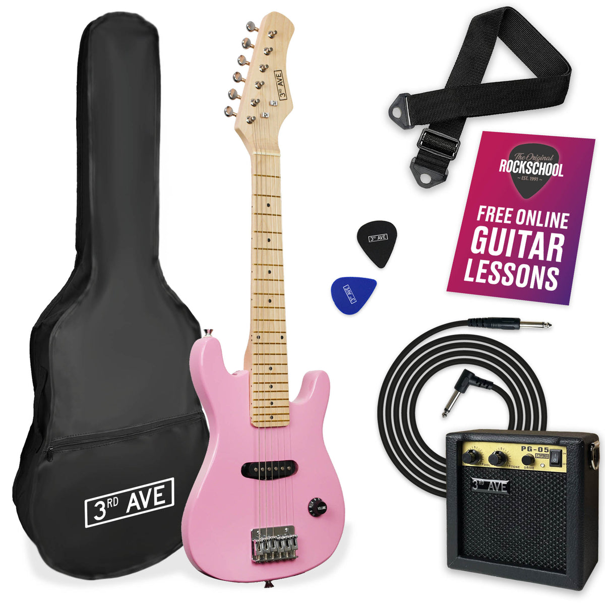 3rd Avenue Junior Electric Guitar Pack Electric Guitars#Colour_Pink