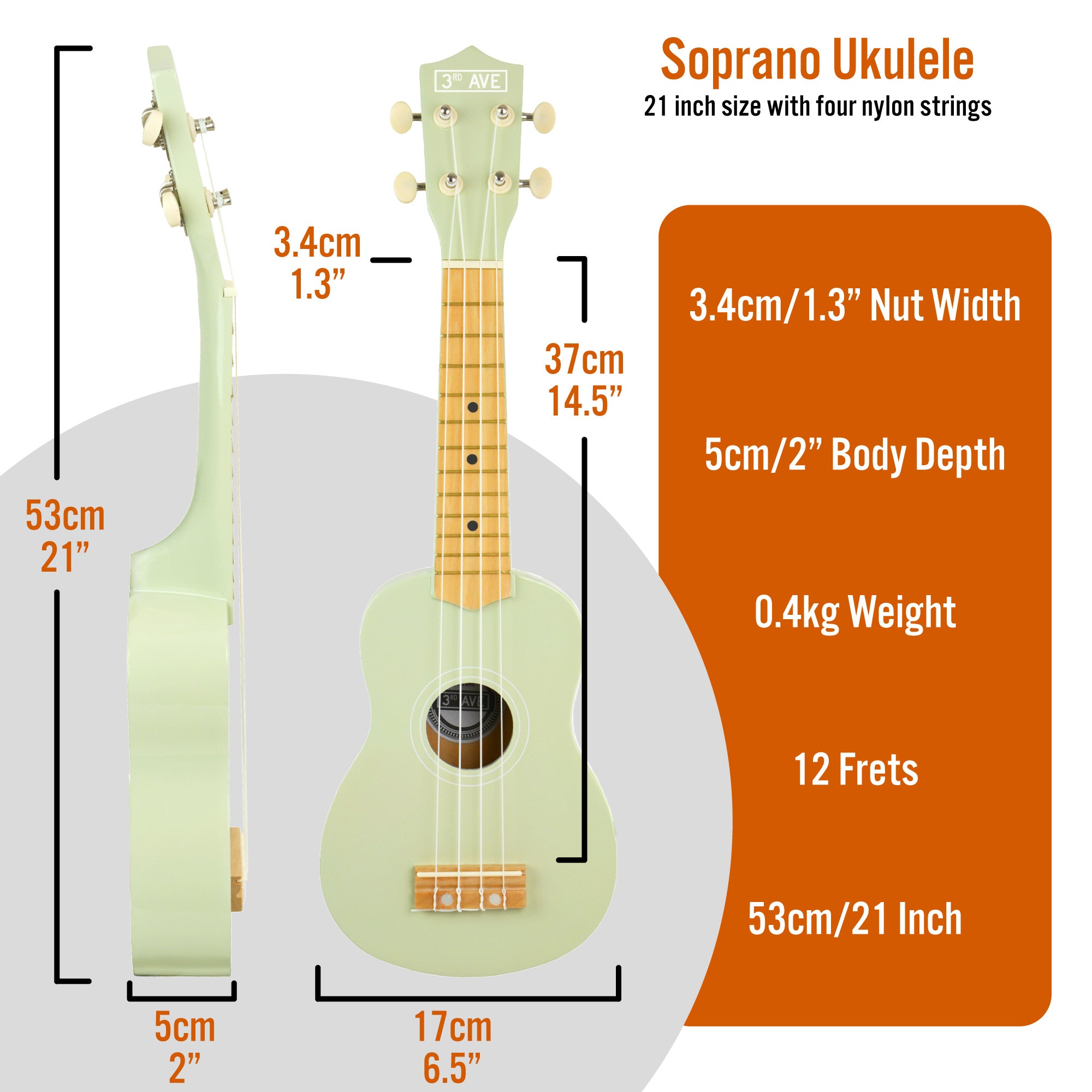 3rd Avenue Soprano Ukulele Ukuleles#Colour_Green