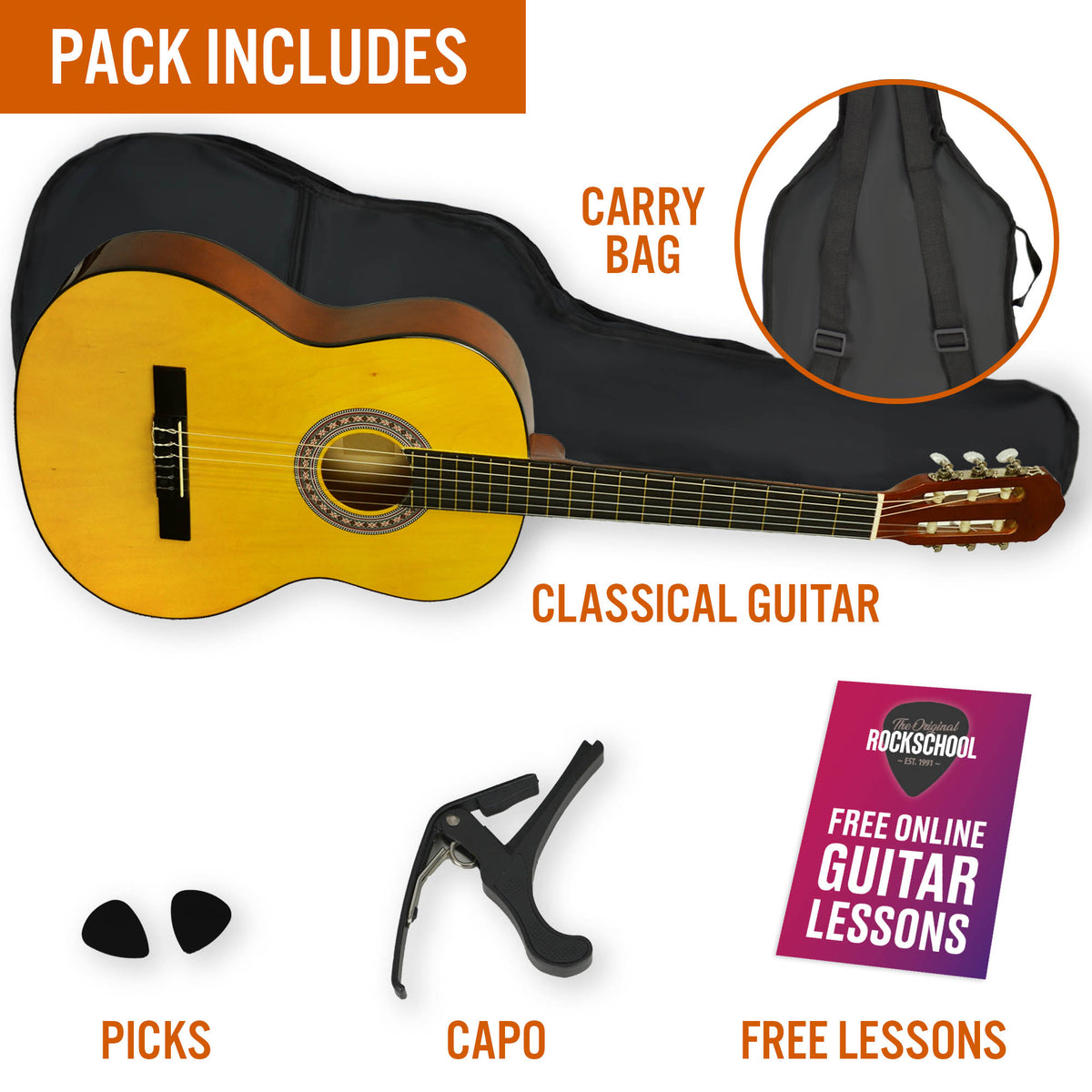 XF Full Size Classical Guitar Starter Pack