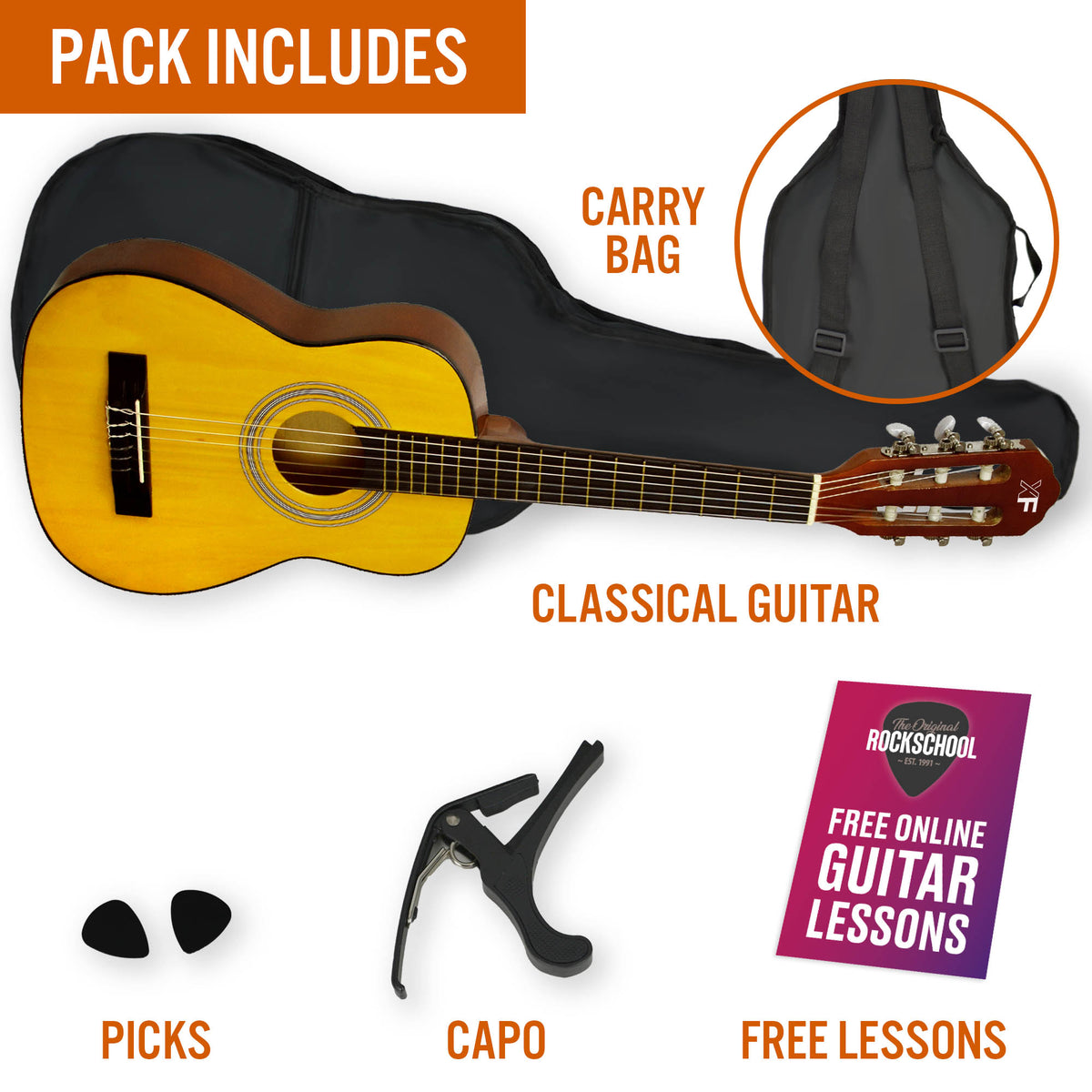 XF 1/4 Size Classical Guitar Starter Pack