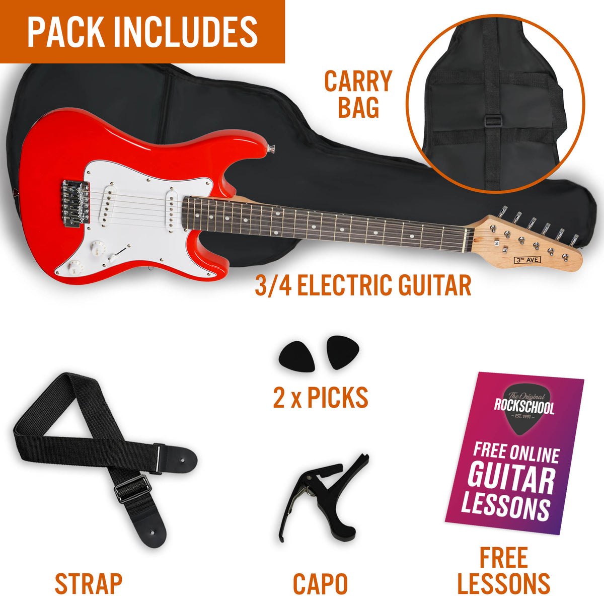 3rd Avenue 3/4 Size Electric Guitar Electric Guitars#Colour_Red