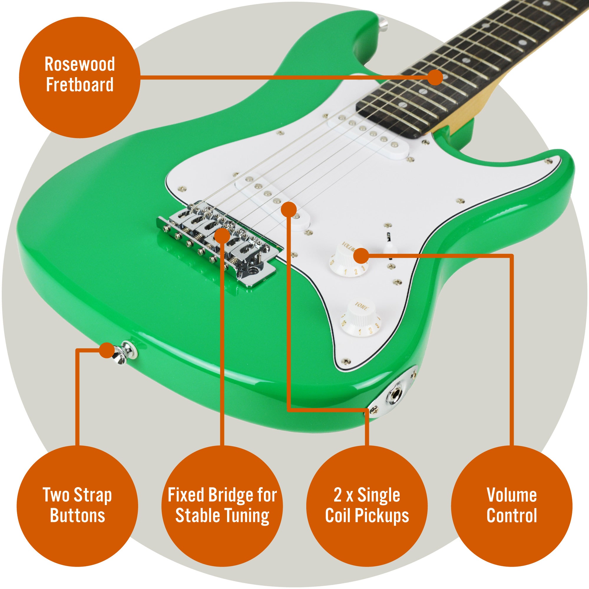 3rd Avenue 3/4 Size Electric Guitar Pack with Amp#Colour_Green