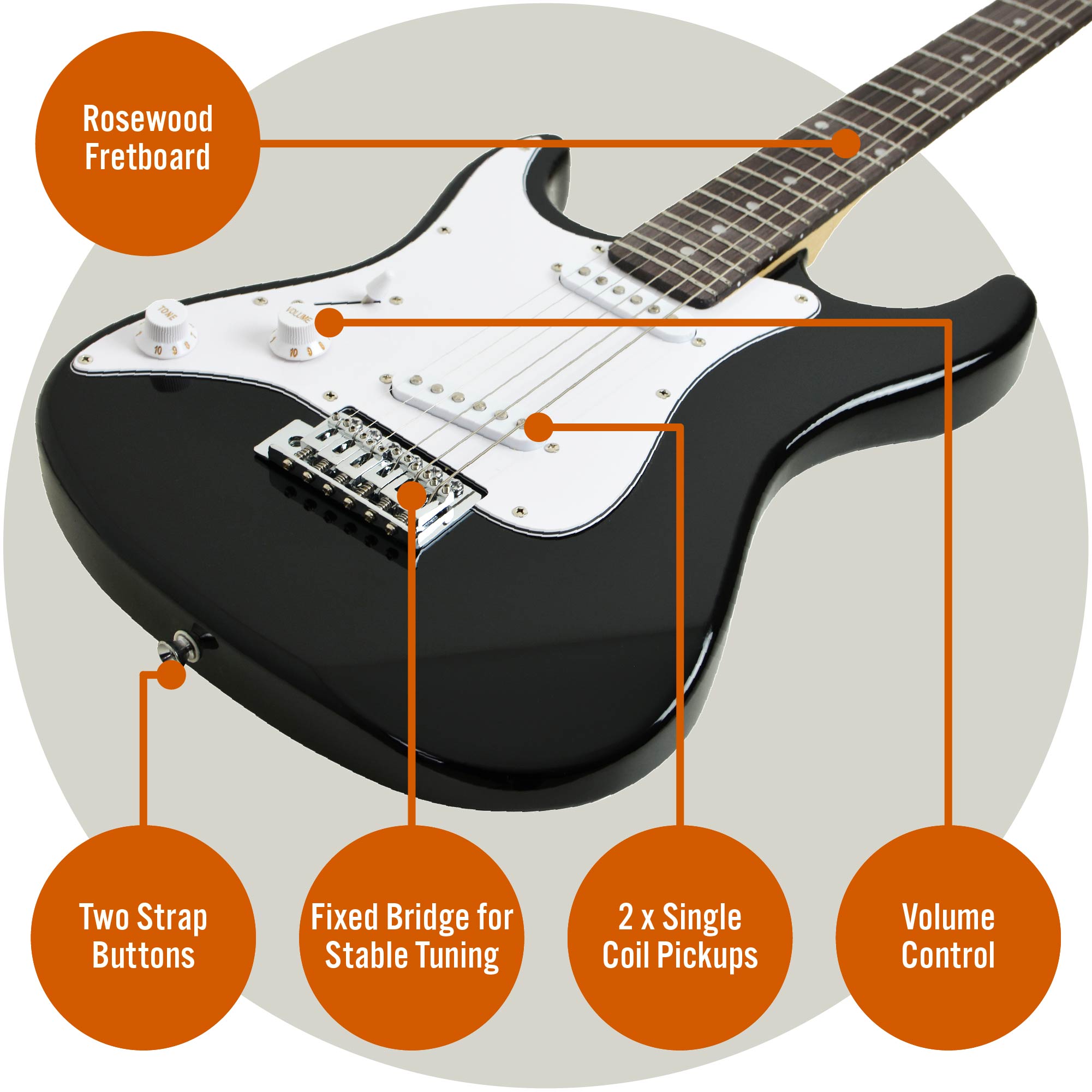 3rd Avenue 3/4 Size Electric Guitar with Amp - Left Hand