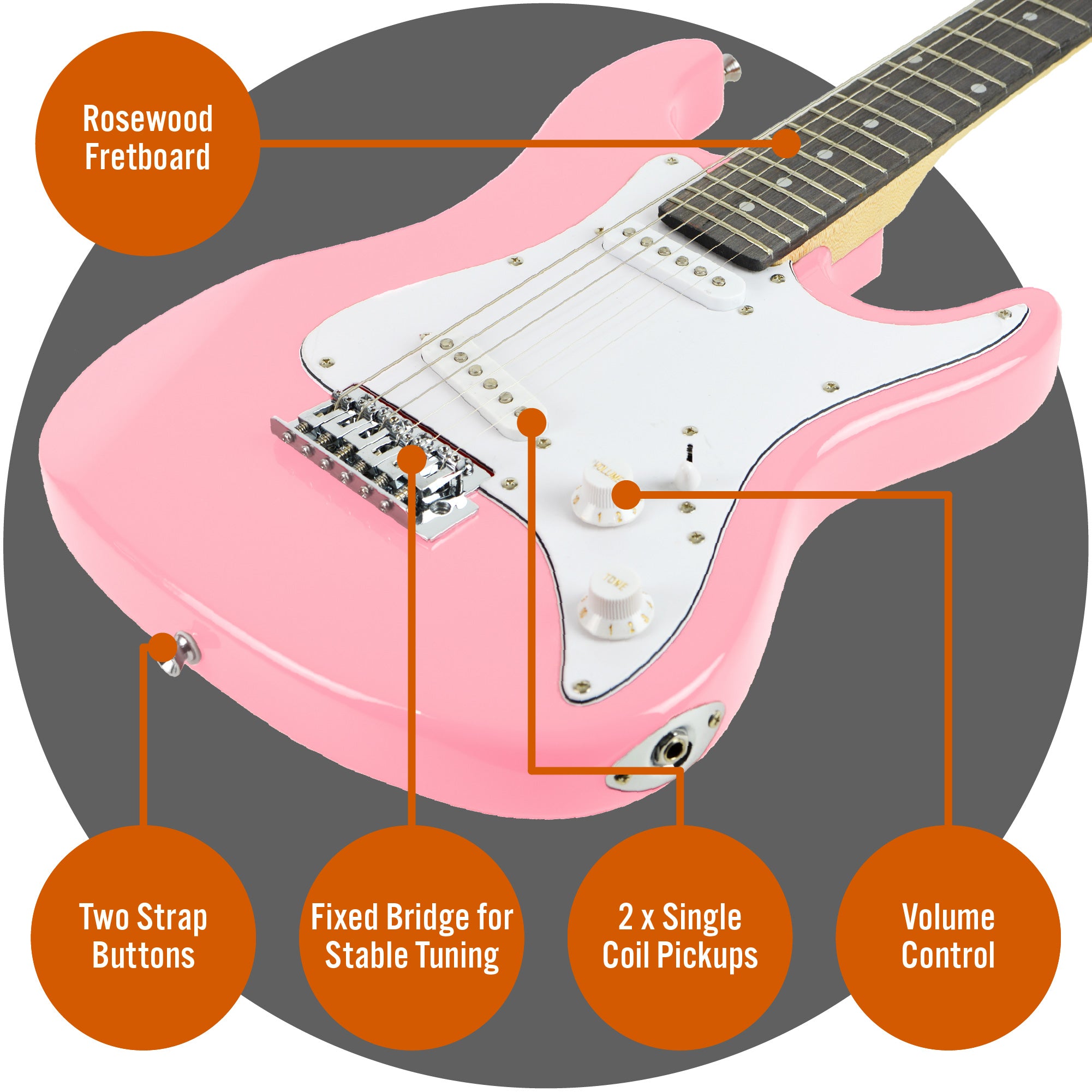 3rd Avenue 3/4 Size Electric Guitar Pack with Amp#Colour_Pink
