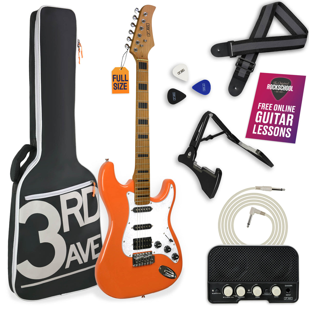 3rd Avenue Stateside Series Electric Guitar Pack - Canyon Orange