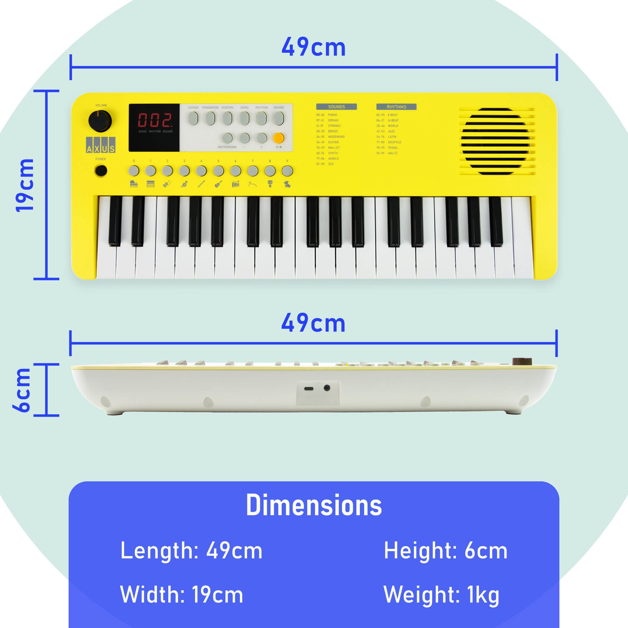 Axus Mini Keyboard 37 Key Keyboard#Colour_Yellow
