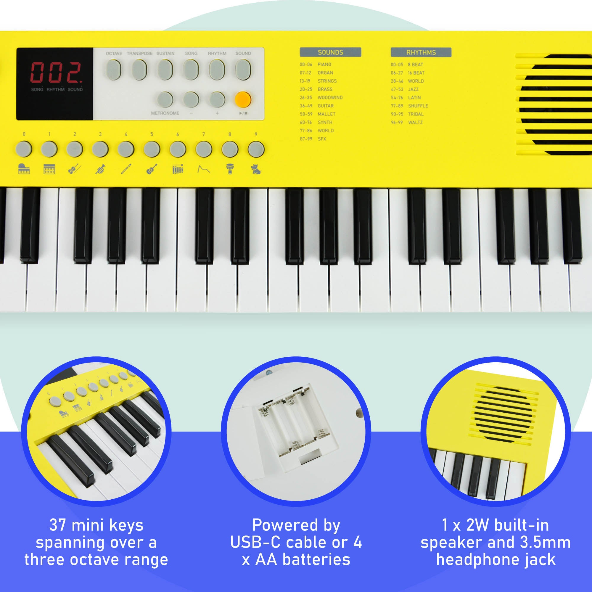 Axus Mini Keyboard 37 Key Keyboard#Colour_Yellow
