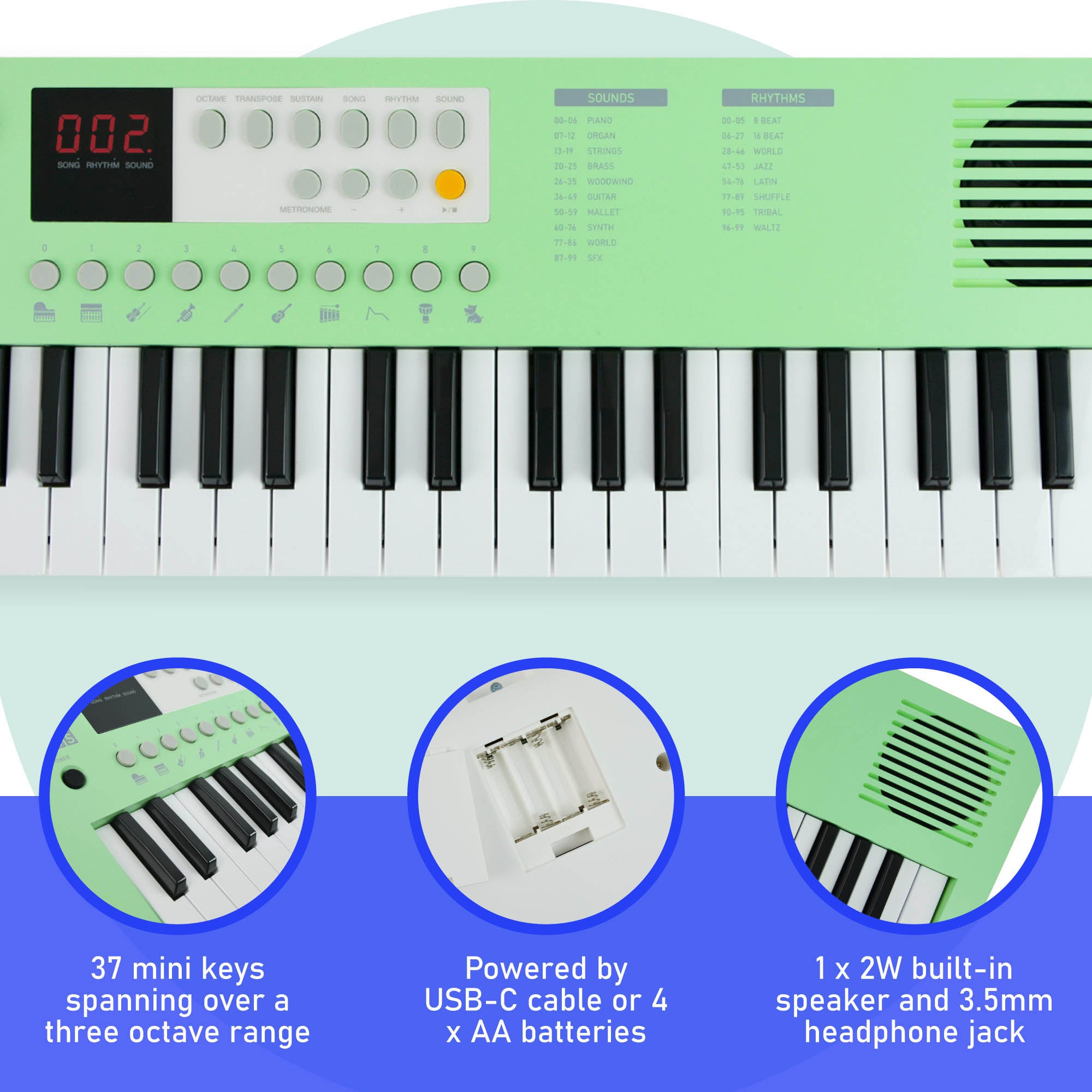 Axus Mini Keyboard 37 Key Keyboard#Colour_Green