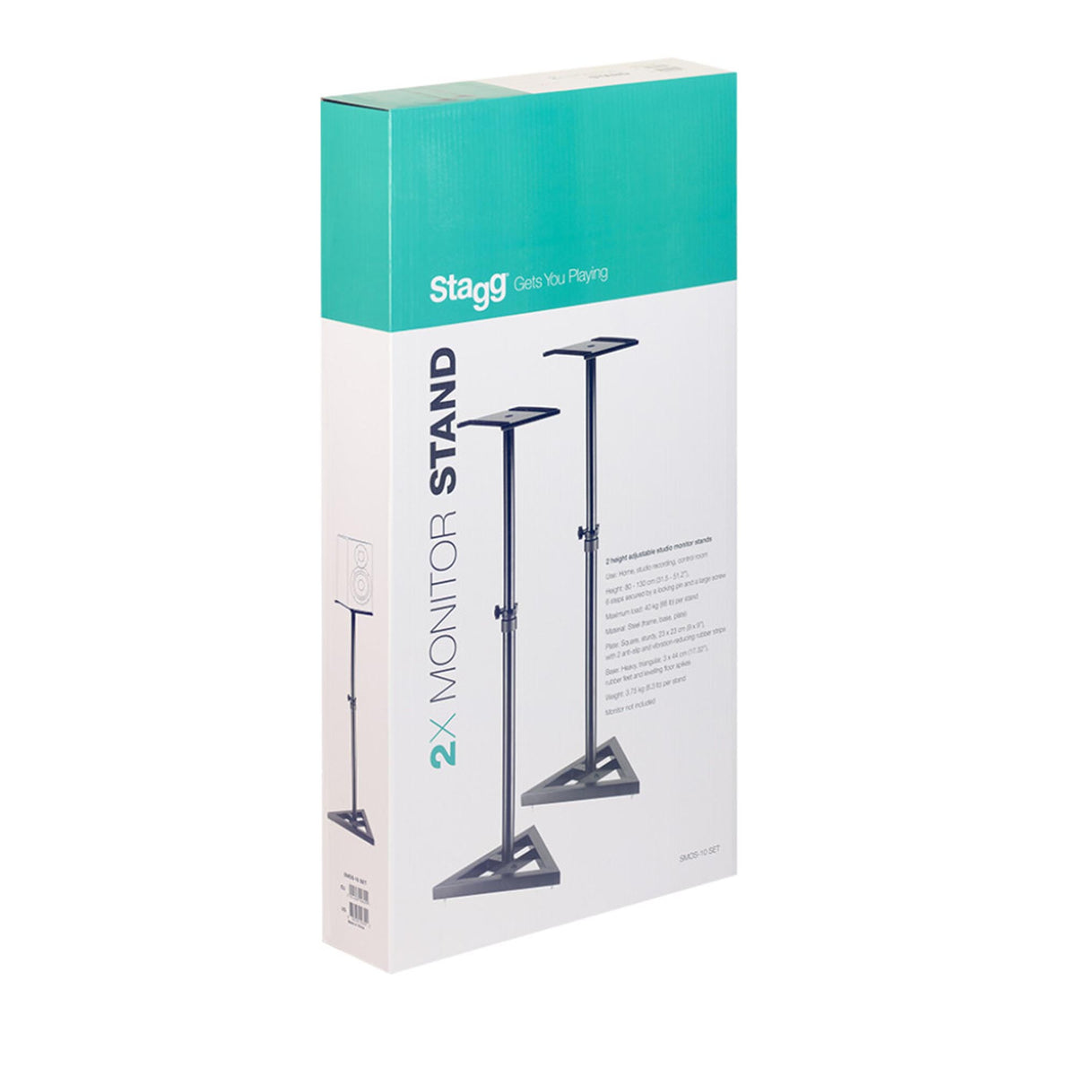 Pair of Stagg SMOS-10 height-adjustable steel studio monitor stands