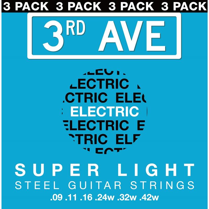 3rd Avenue Super Light Electric Guitar Strings Pack of 3 Guitars & Folk - String Sets#Size_Pack of 3