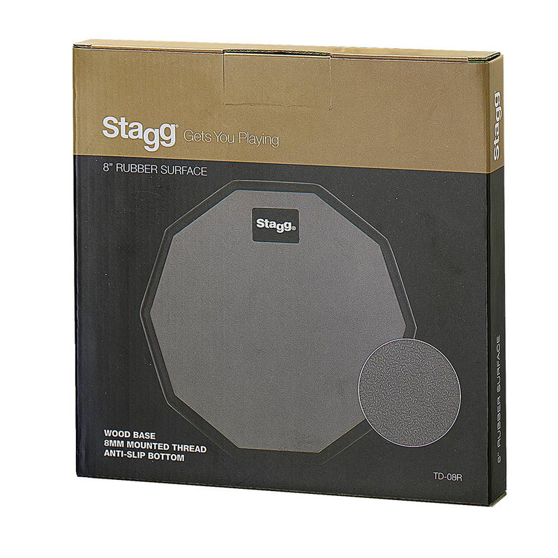 Stagg 8 Inch Desktop Practice Pad, Ten-sided Shape Tambourines, Tambours and Drums