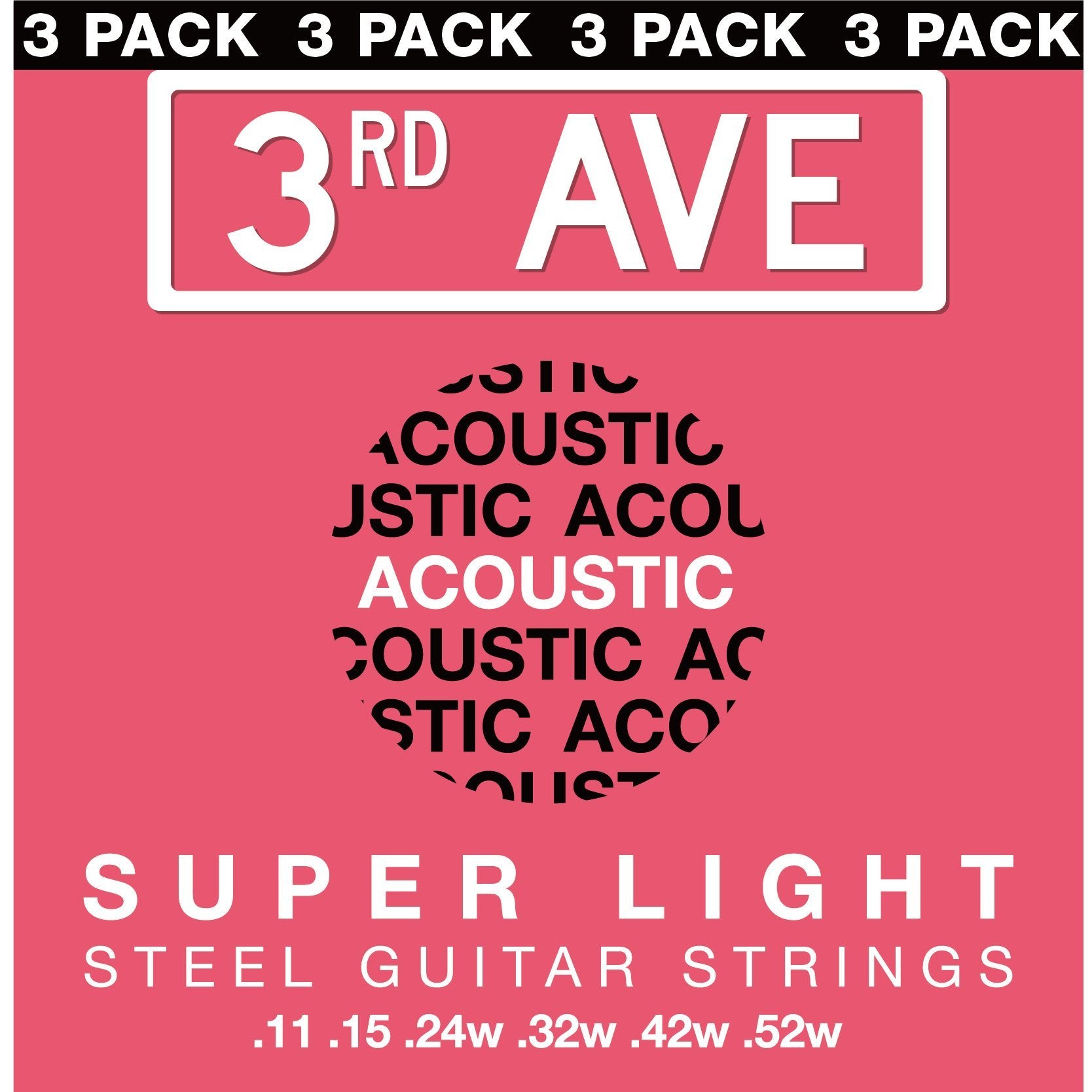 3rd Avenue Super Light Acoustic Guitar Strings Pack of 3 Guitars & Folk - String Sets#Size_Pack of 3
