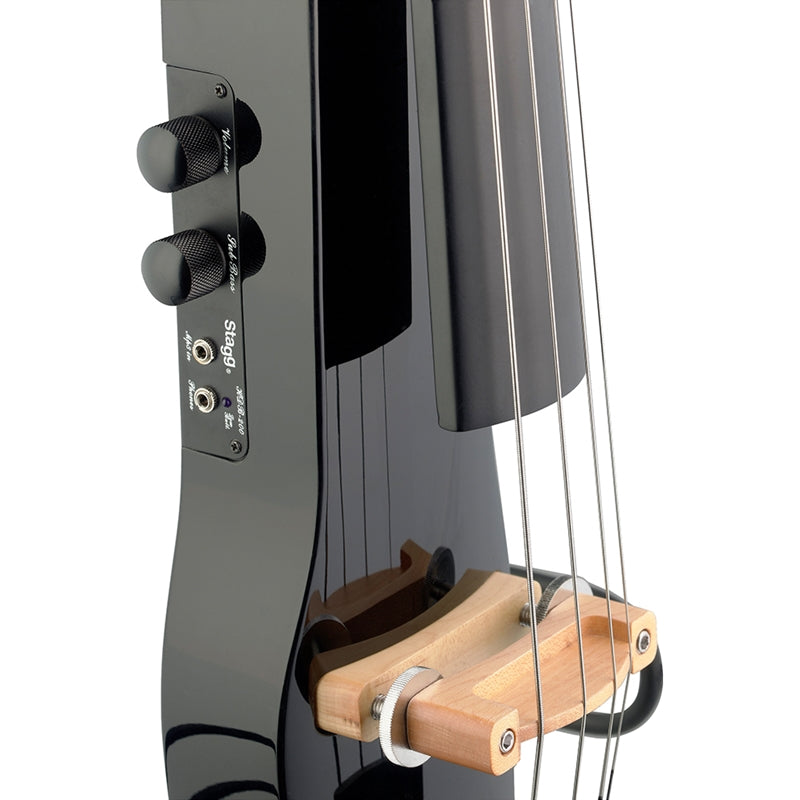 Black Stagg 4/4 electric cello with maple fingerboard and bridge