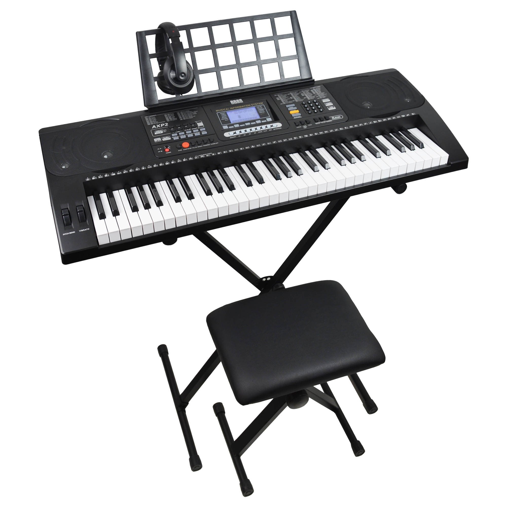 Axus AXP2 61 Note Touch Sensitive Electronic Keyboard Package