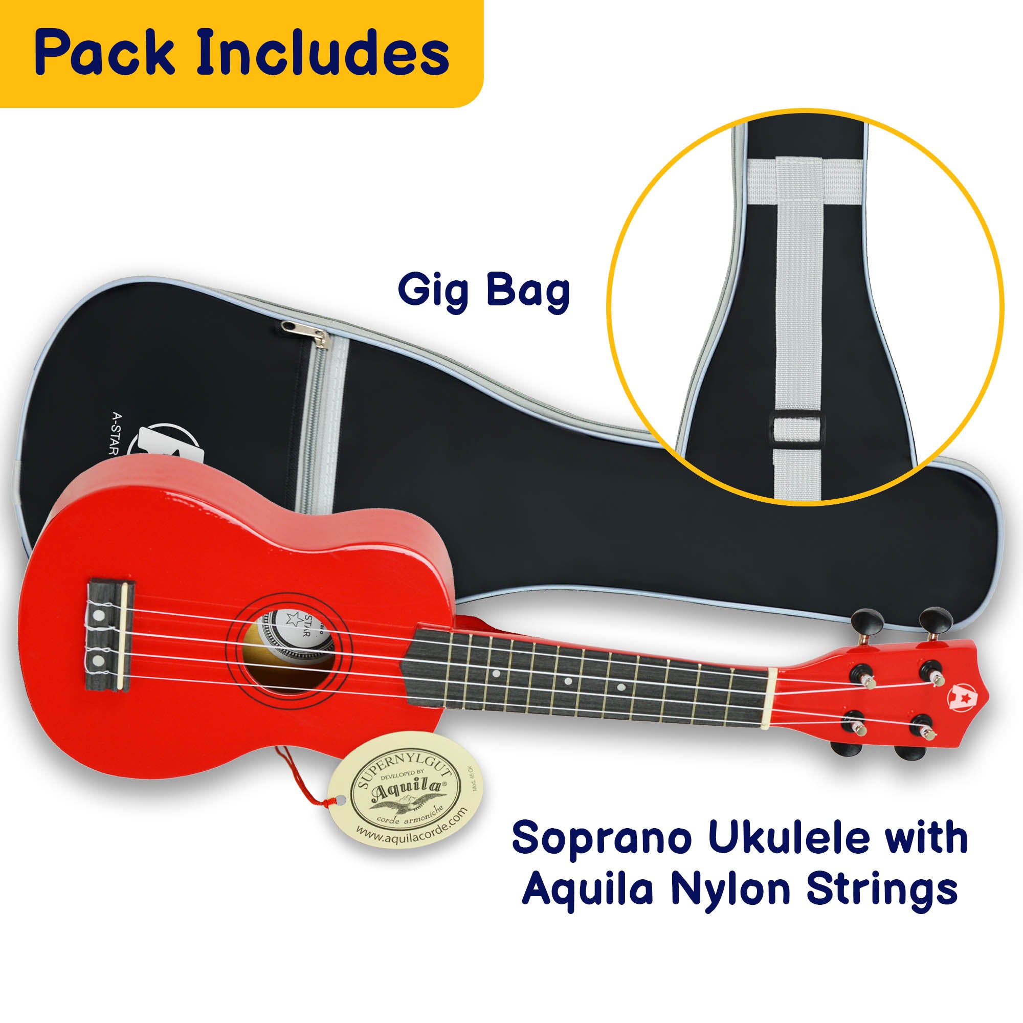 A-Star Ukulele Starter Pack Ukuleles#Colour_Red