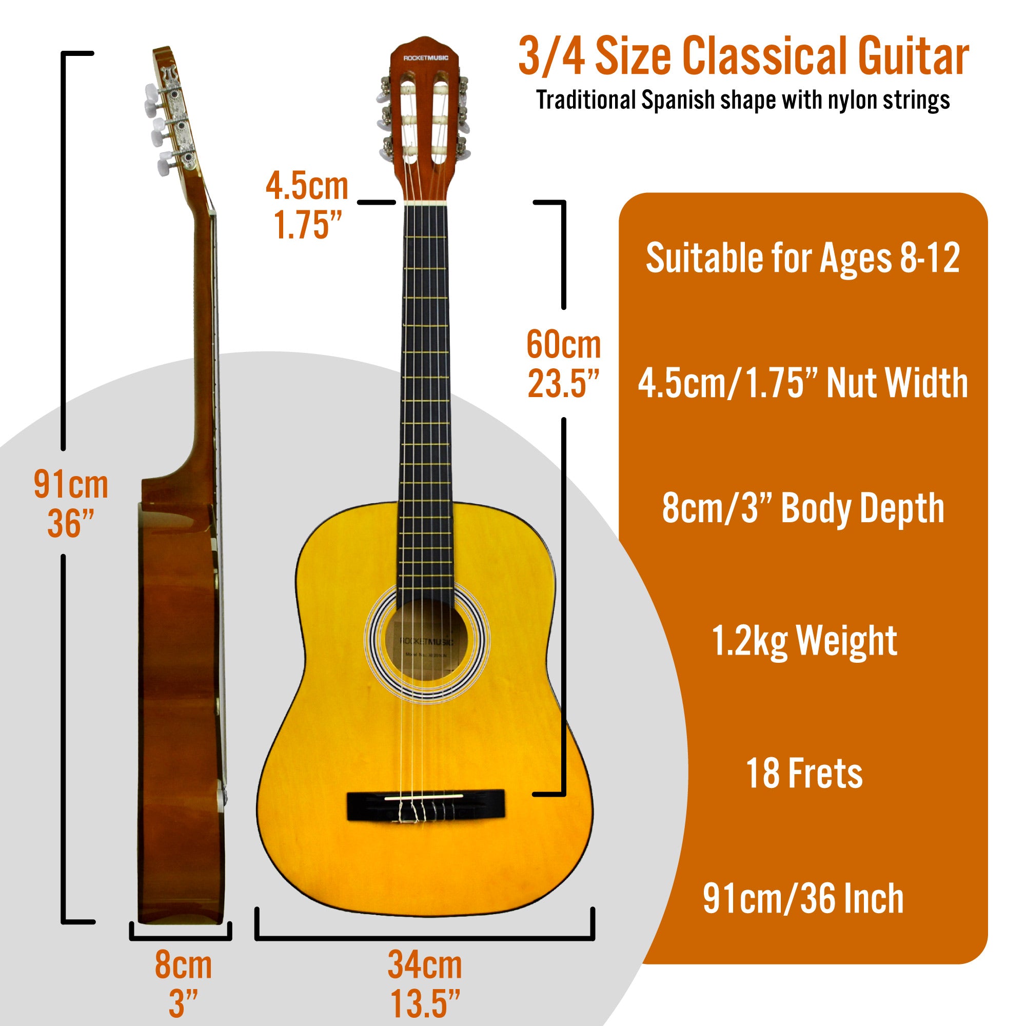 XF 3/4 Size Classical Guitar Pack Natural Classical Guitars#Colour_Natural