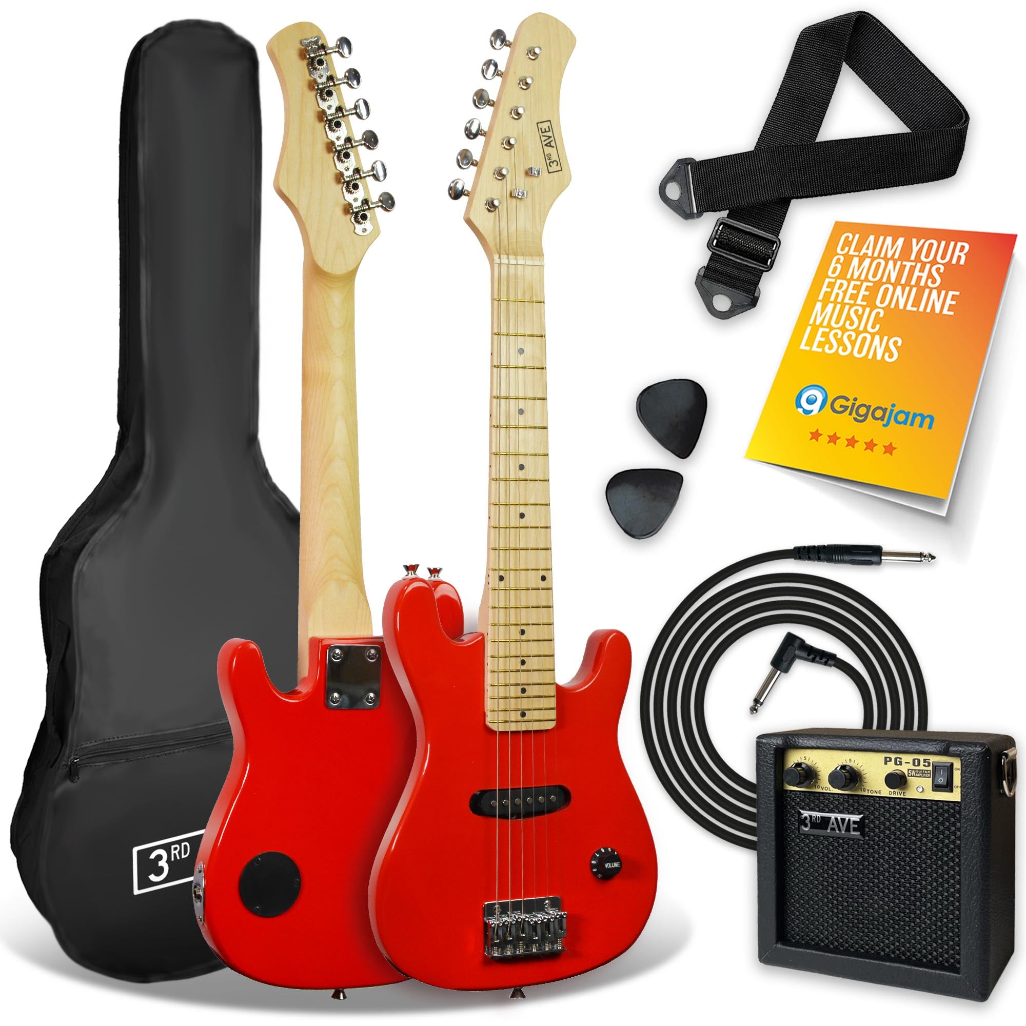 3rd Avenue Junior Electric Guitar Pack Red Electric Guitars#Colour_Red