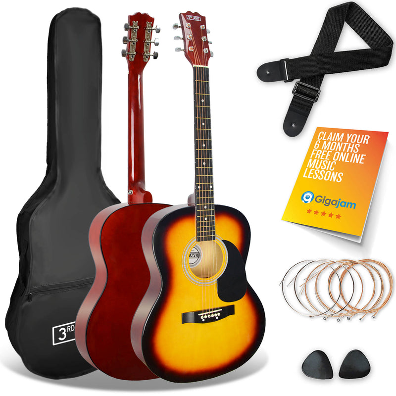 3rd Avenue Full Size Acoustic Guitar Pack Sunburst Acoustic Guitars