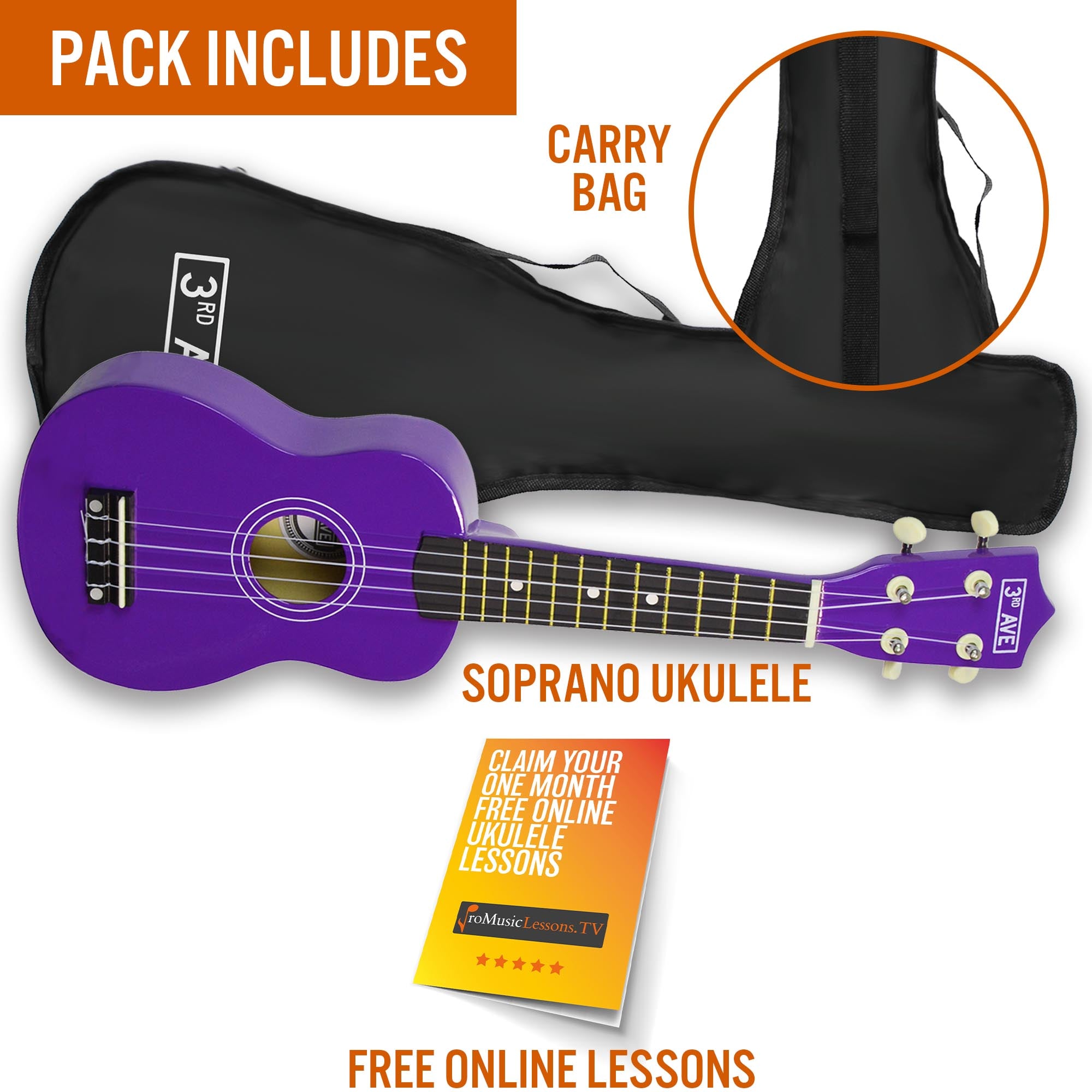 3rd Avenue Soprano Ukulele Ukuleles#Colour_Purple