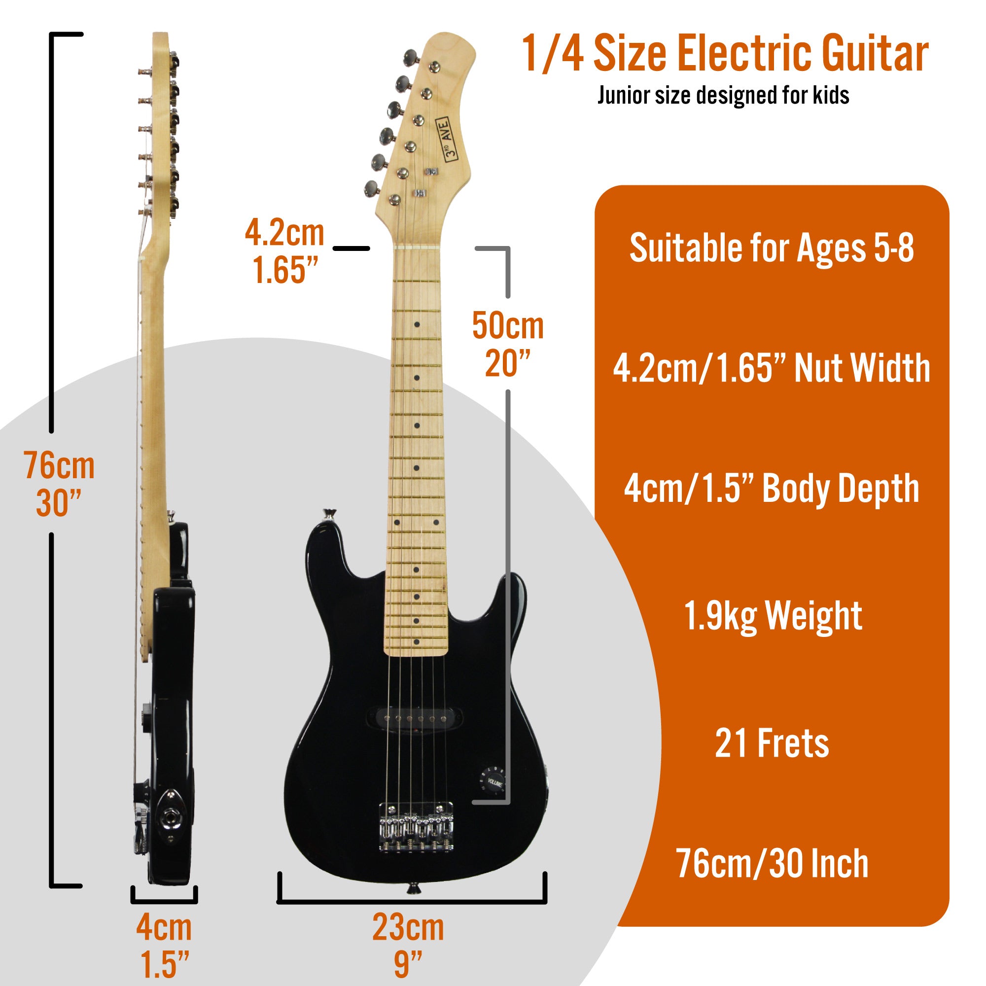 3rd Avenue Junior Electric Guitar Pack Electric Guitars#Colour_Black