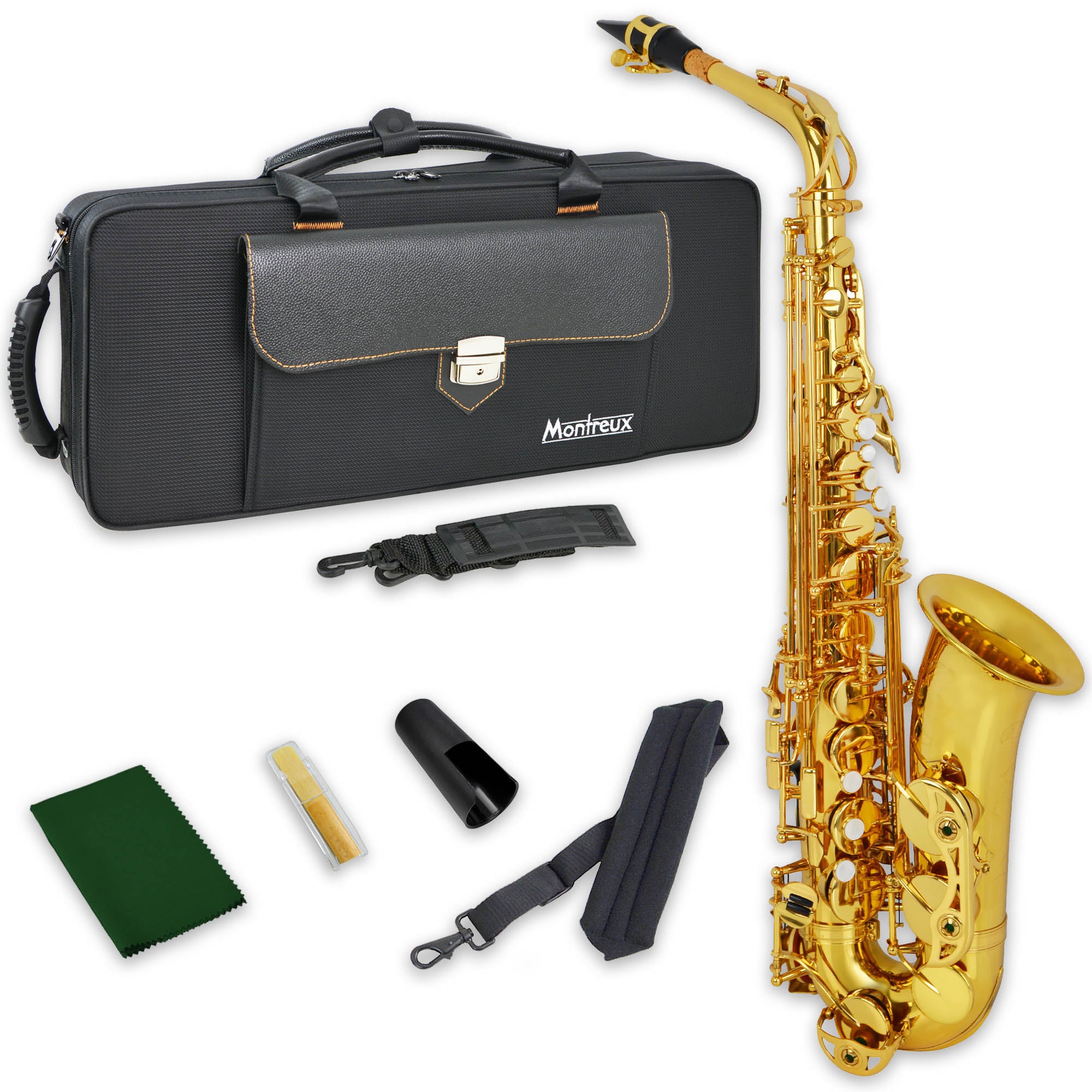 Eastar Professional Alto Saxophone E Flat Sax Full Kit Gold Eb Brass  Instrument With Cleaning Cloth, Carrying Case, Mouthpiece, Neck Strap,  Reeds and Stand 