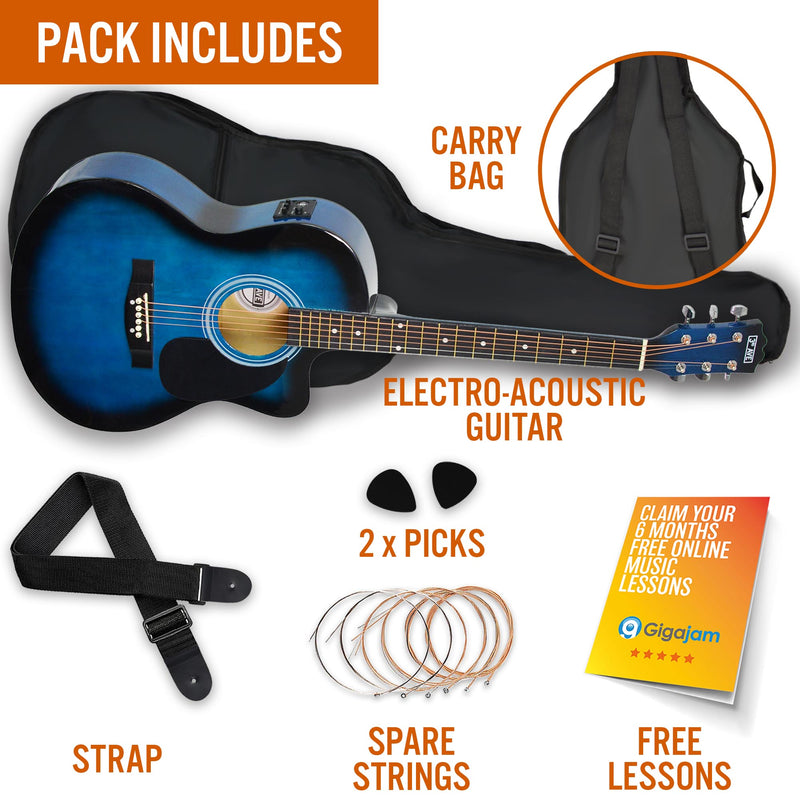 3rd Avenue Full Size Cutaway Electro Acoustic Guitar Pack Natural Acoustic Guitars