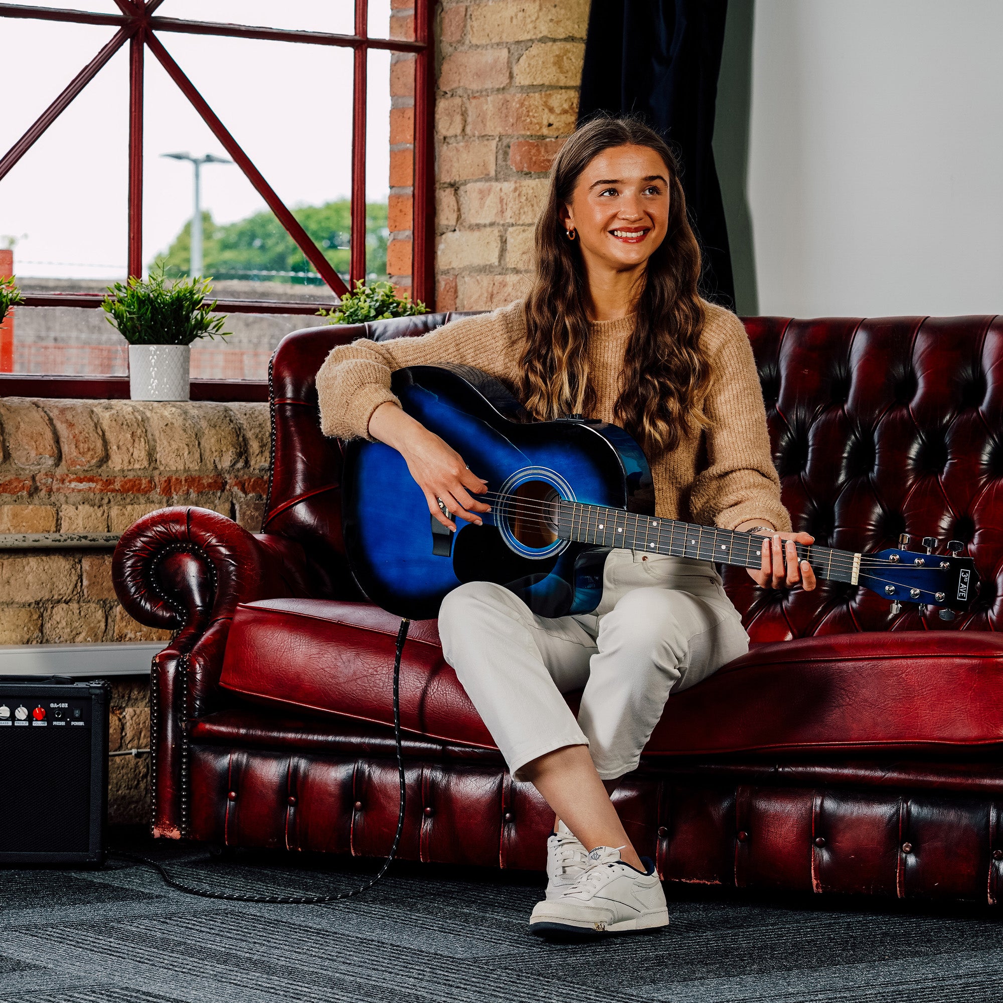 3rd Avenue Full Size Cutaway Electro Acoustic Guitar Pack Natural Acoustic Guitars#Colour_Blueburst