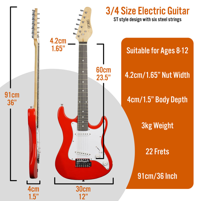 3rd Avenue 3/4 Size Electric Guitar Red Electric Guitars